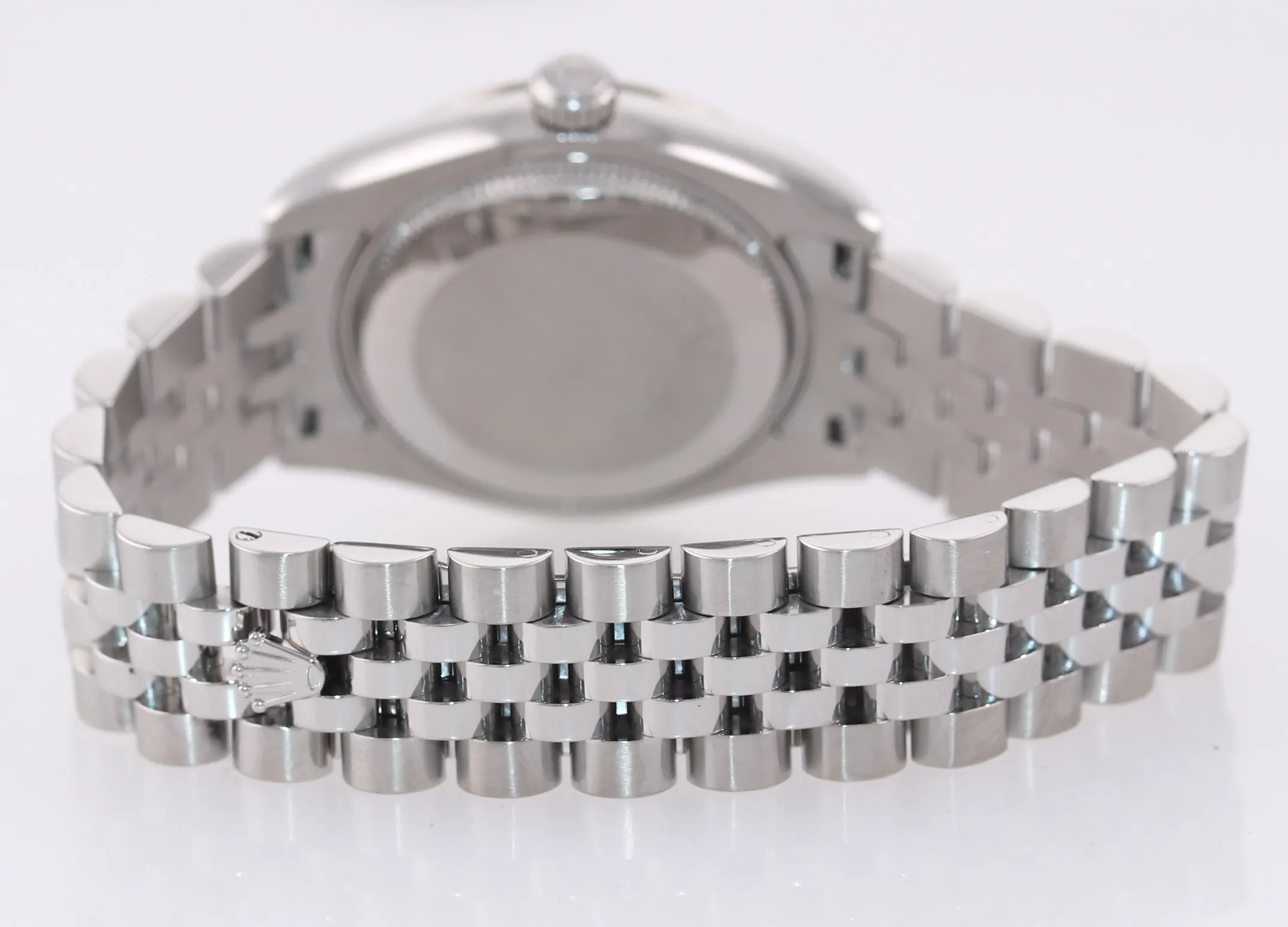 2009 Ladies Rolex DateJust MidSize 31mm Silver Stick Fluted Steel 178274 Watch B