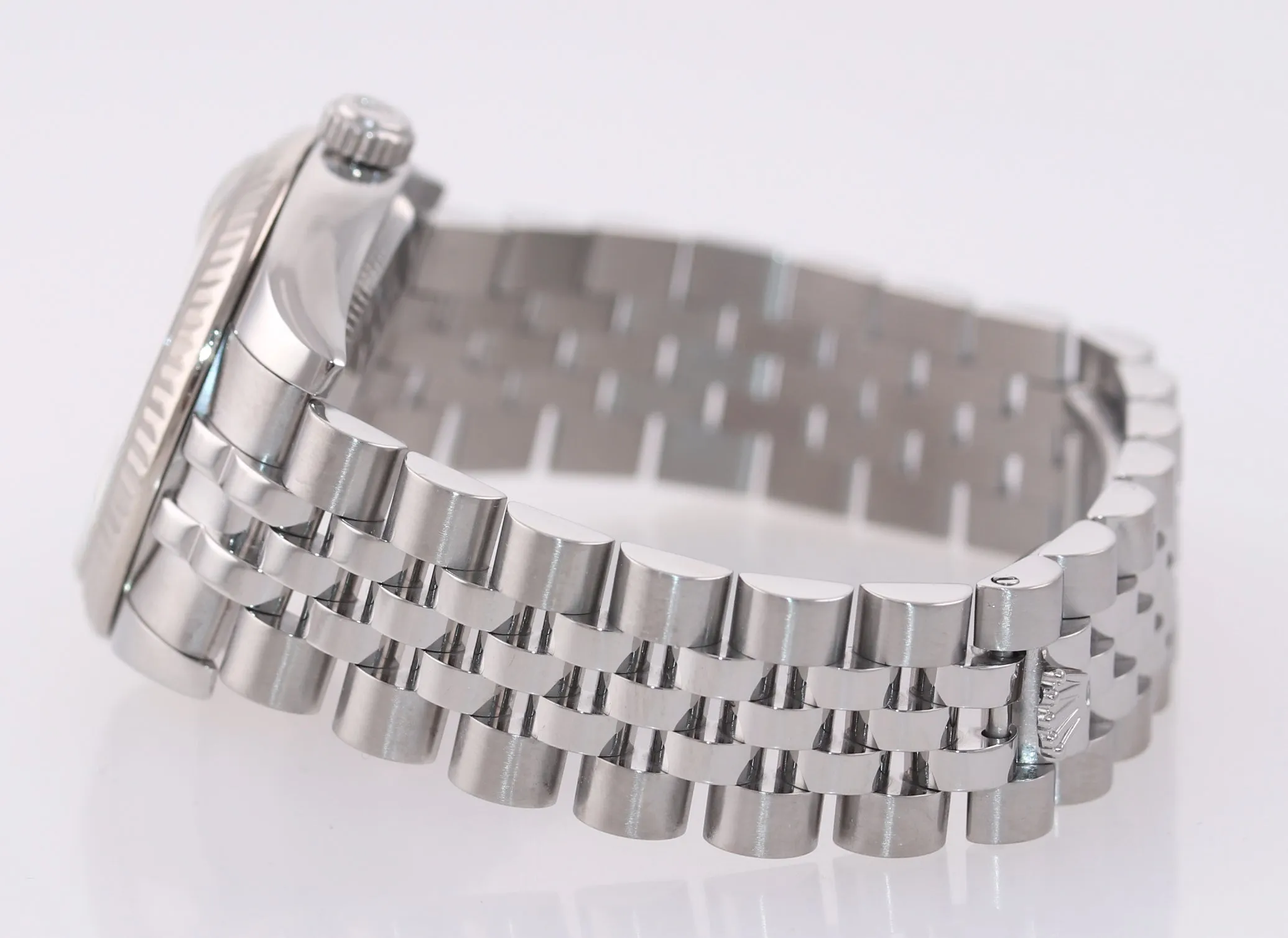 2009 Ladies Rolex DateJust MidSize 31mm Silver Stick Fluted Steel 178274 Watch B