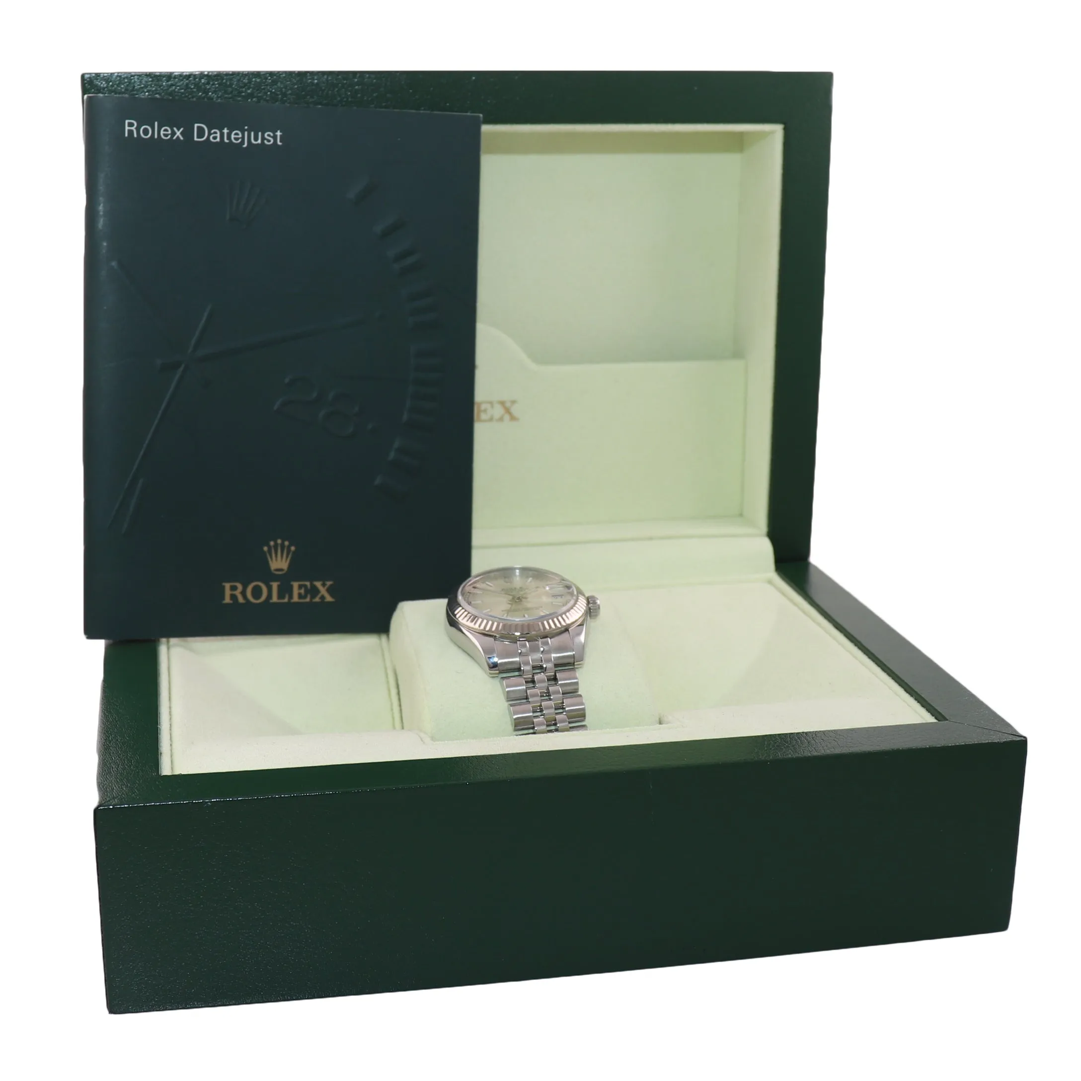 2009 Ladies Rolex DateJust MidSize 31mm Silver Stick Fluted Steel 178274 Watch B