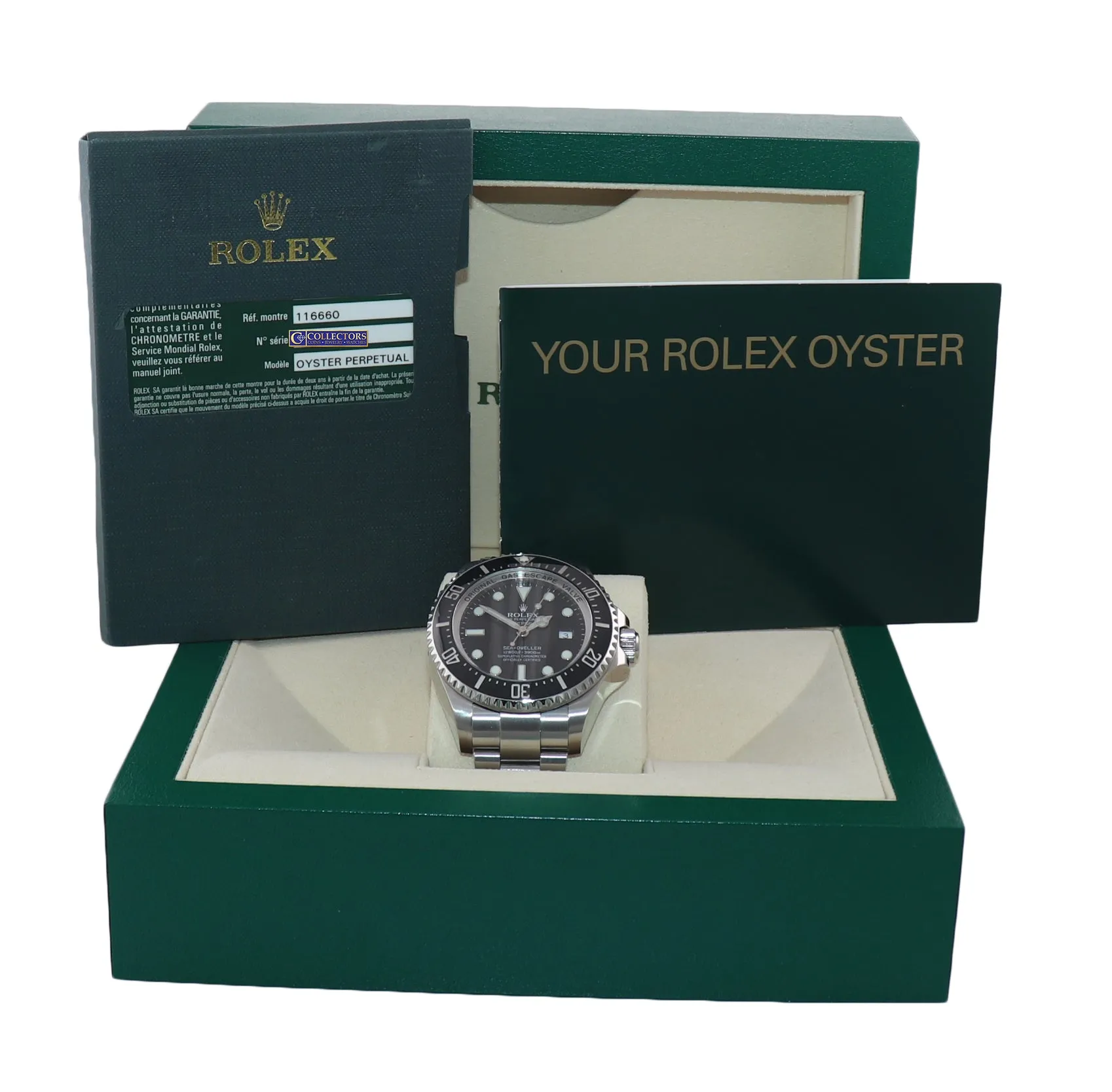 2010 PAPERS Rolex Sea-Dweller DEEPSEA 116660 Steel 44mm Black Ceramic Dive Watch