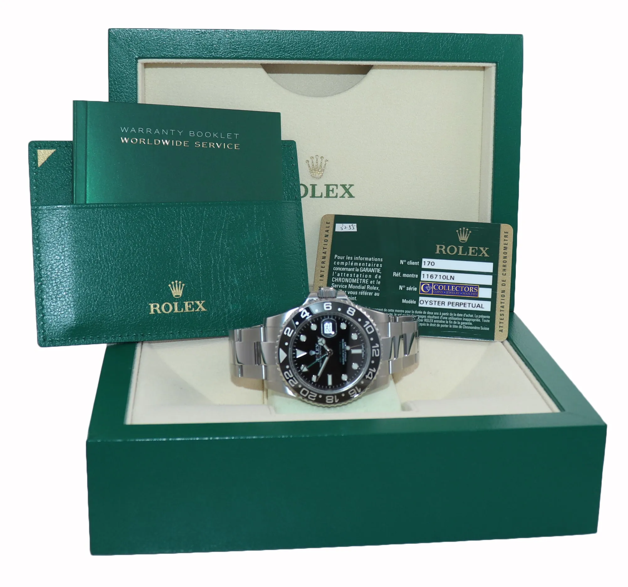 2013 PAPERS MINT Rolex GMT Master II 116710LN Steel Ceramic Black Ceramic Watch