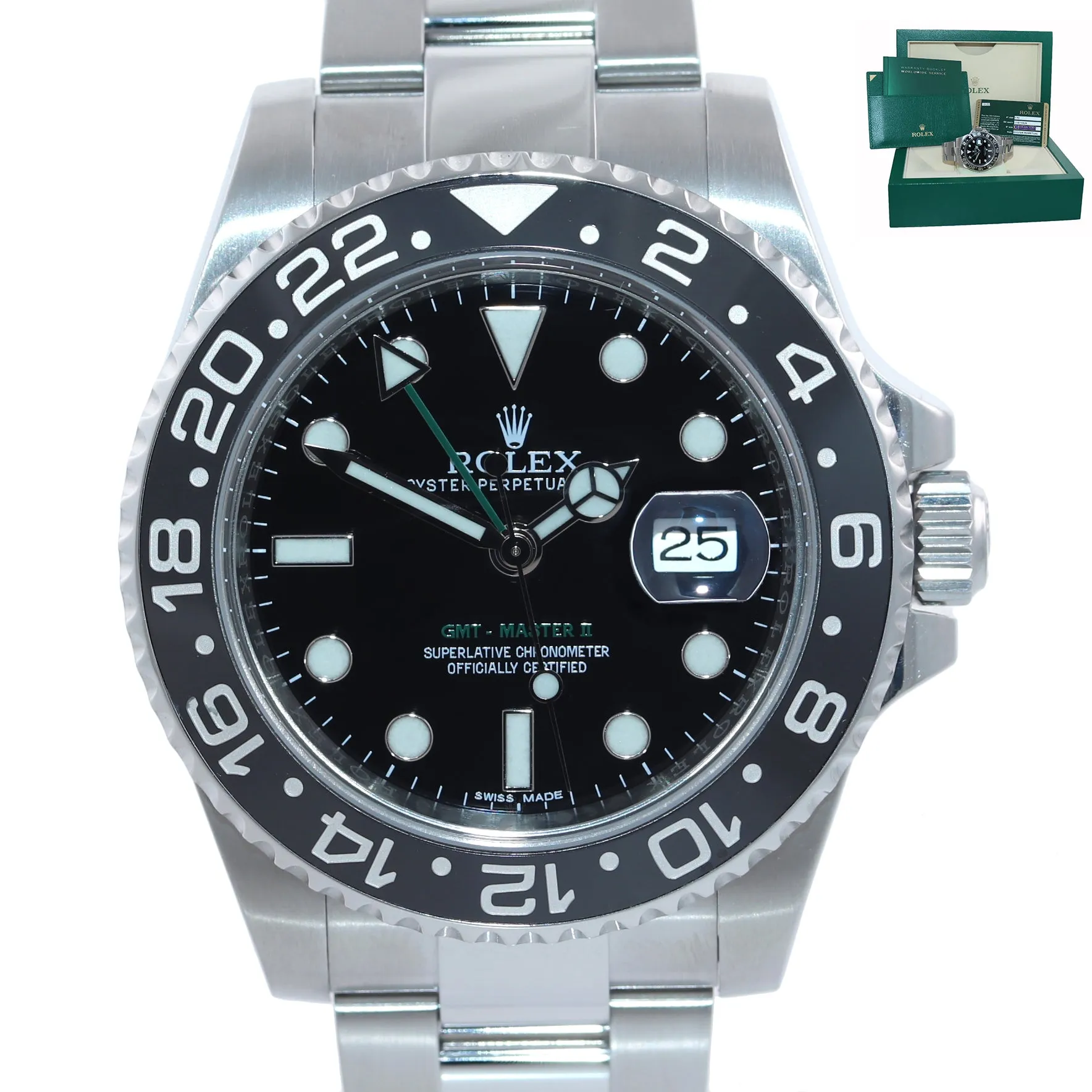 2013 PAPERS MINT Rolex GMT Master II 116710LN Steel Ceramic Black Ceramic Watch