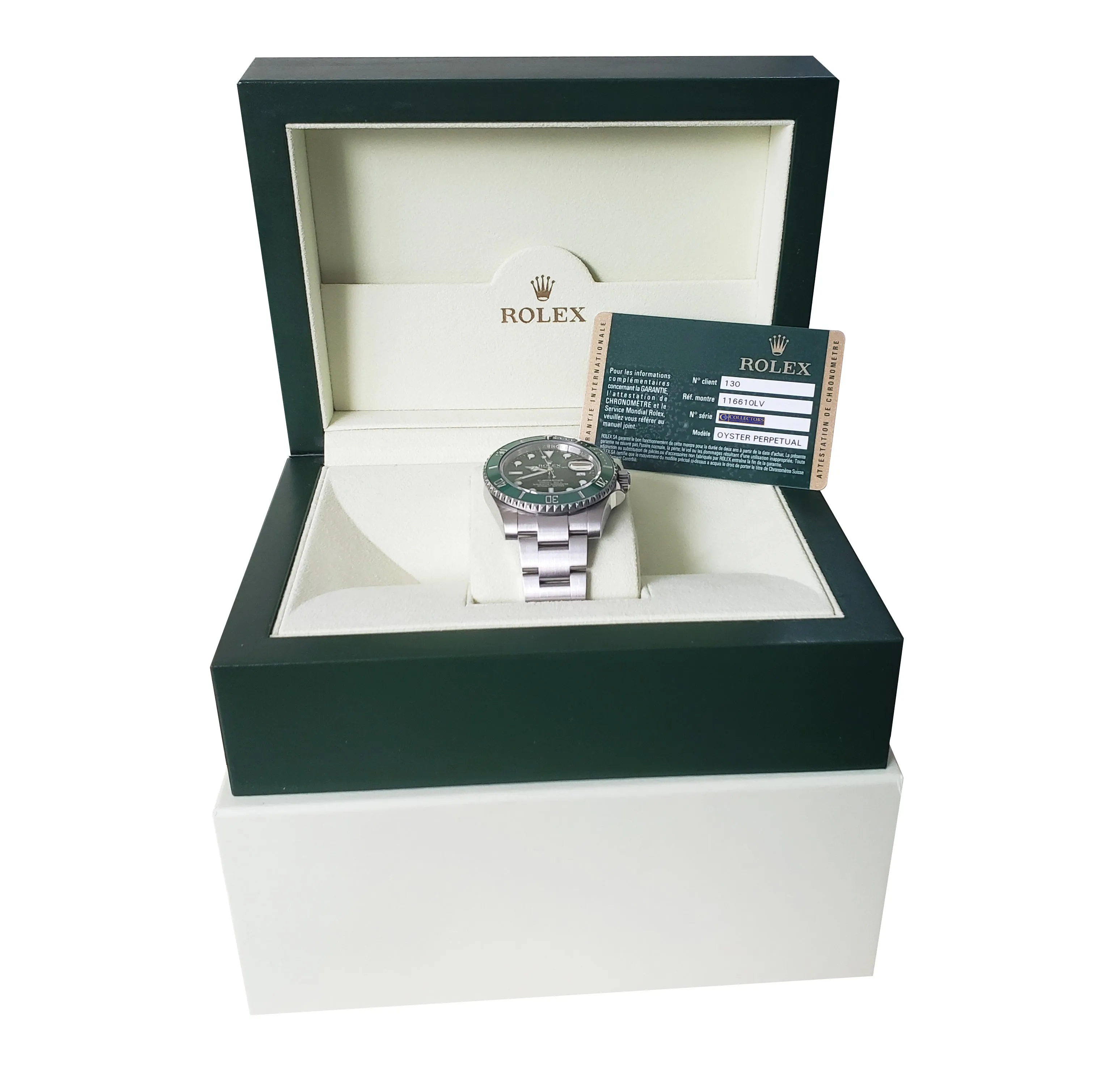2013 Rolex Submariner Date HULK Stainless Green Ceramic 40mm Watch 116610 LV B P