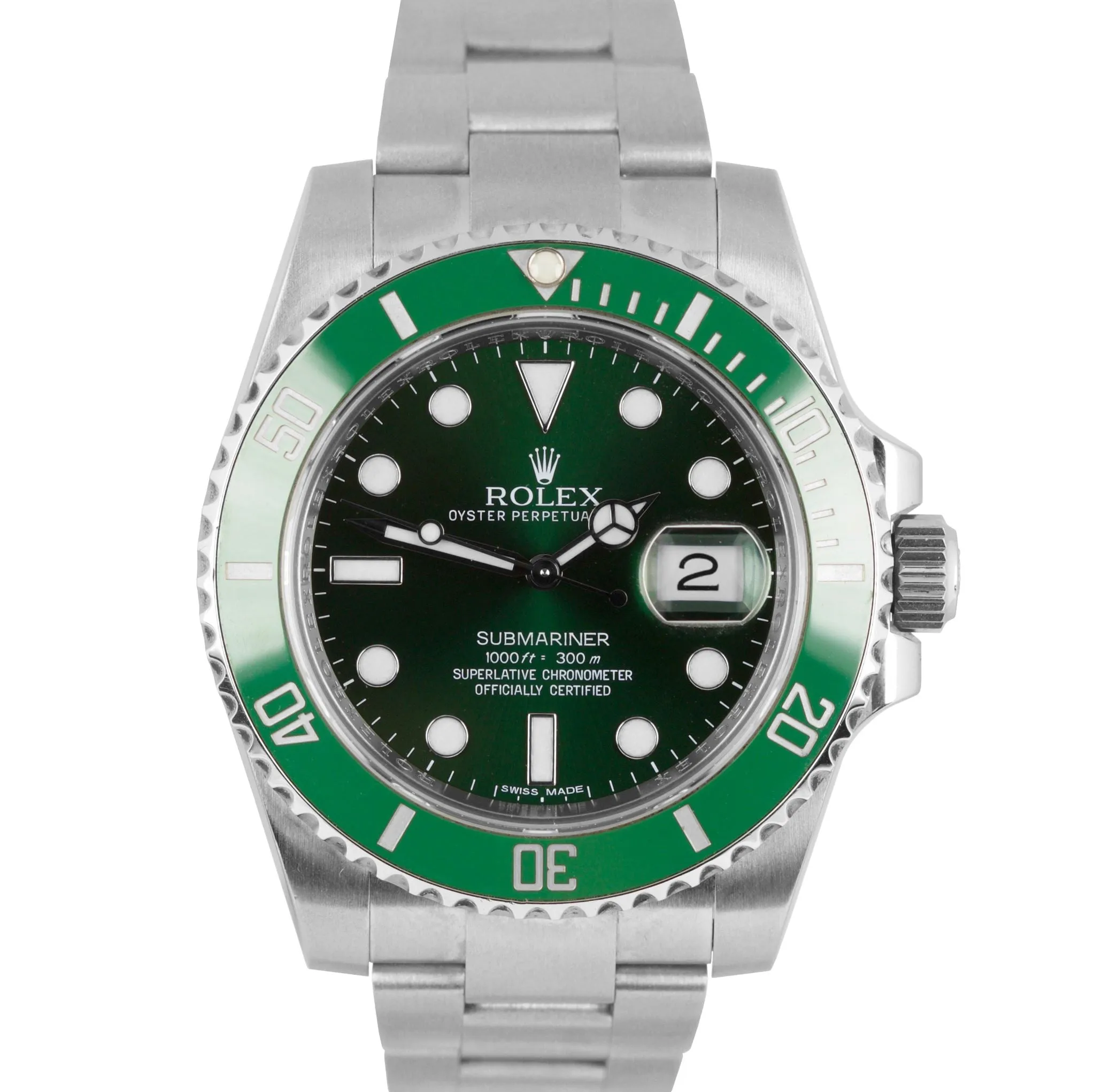 2013 Rolex Submariner Date HULK Stainless Green Ceramic 40mm Watch 116610 LV B P