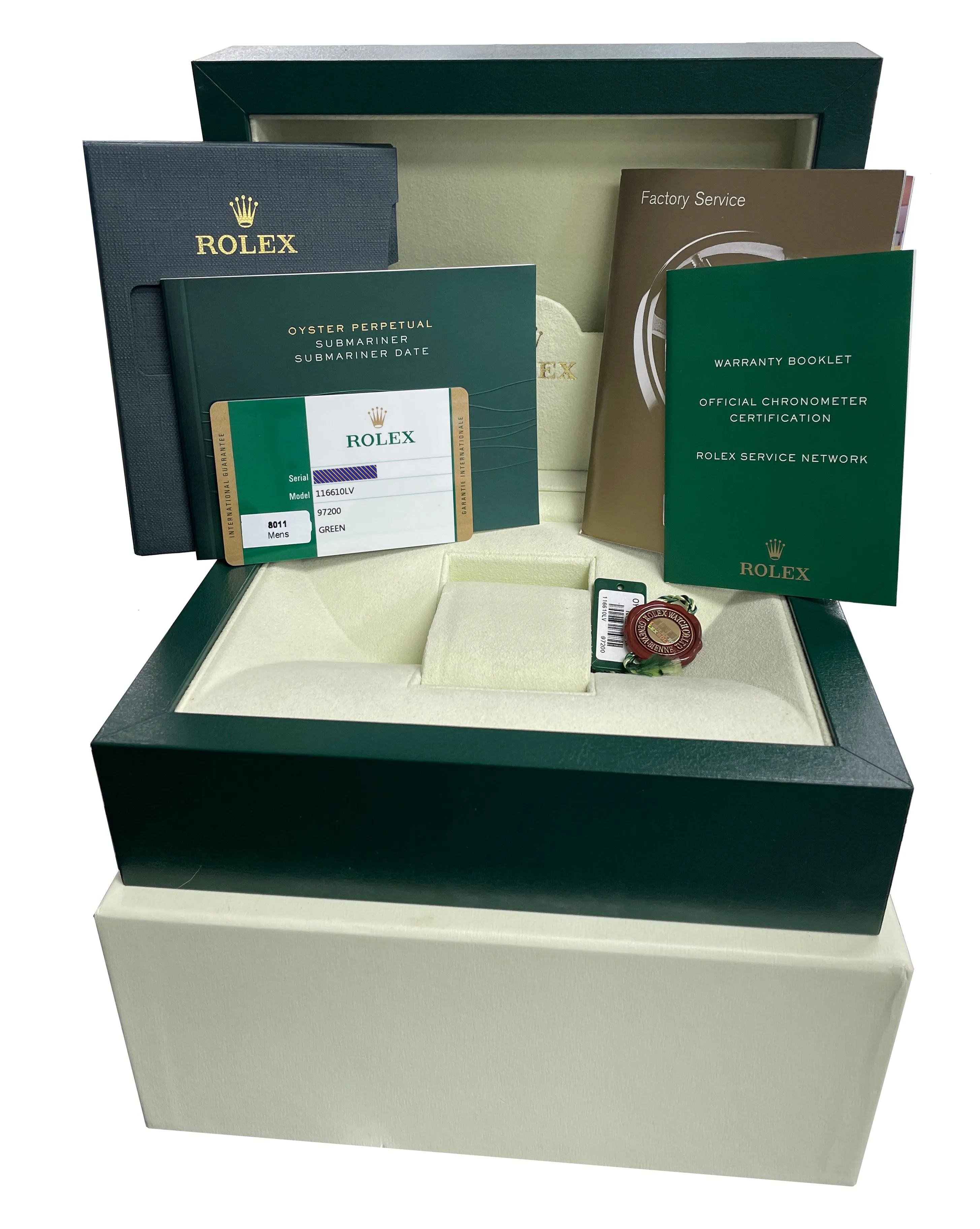 2014 Rolex Submariner Date Hulk Stainless Green Ceramic 40mm Watch 116610 LV B P
