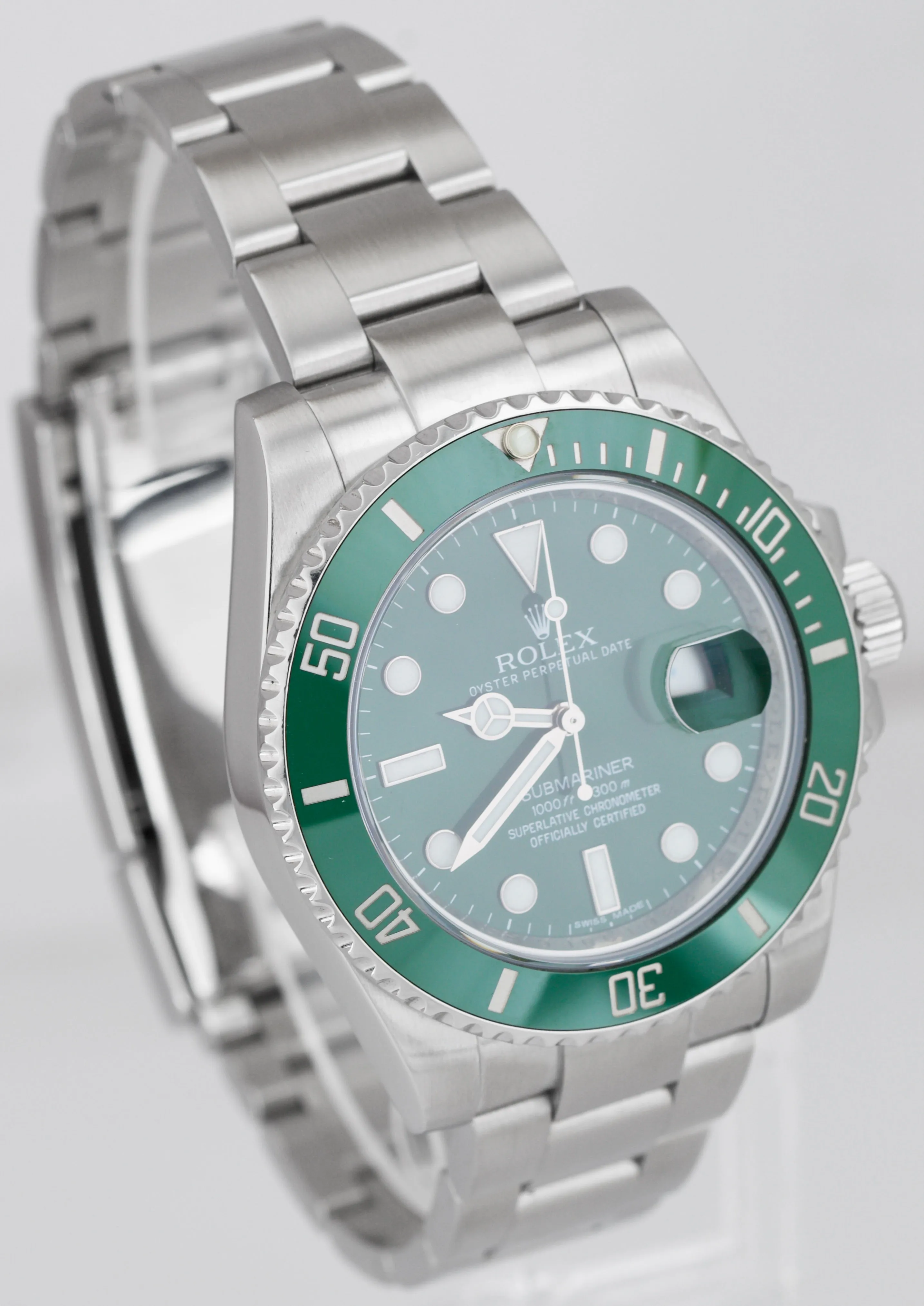 2014 Rolex Submariner Date Hulk Stainless Green Ceramic 40mm Watch 116610 LV B P