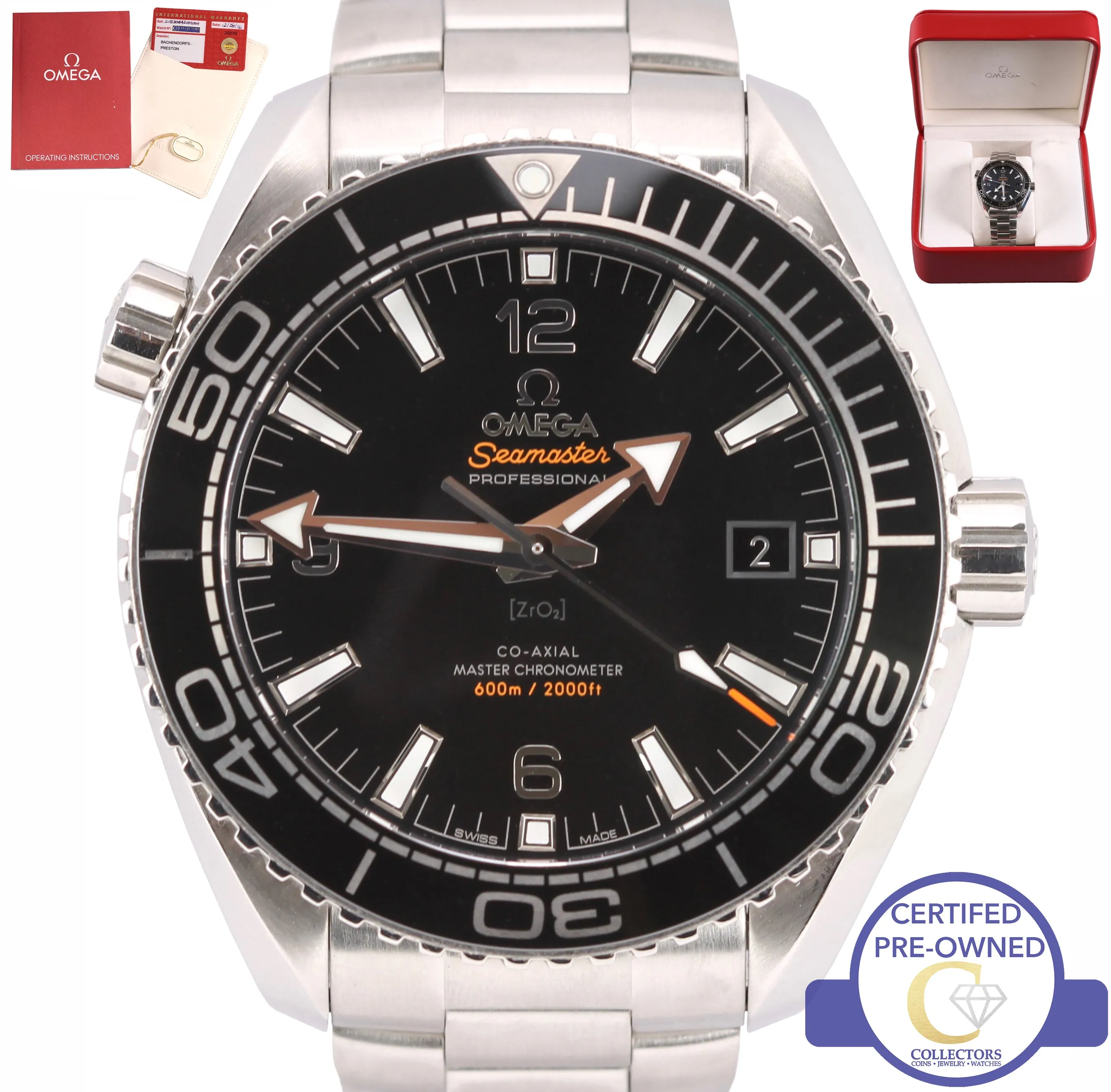 2016 MINT Omega Seamaster Planet Ocean 43.5mm 215.30.44.21.01.001 Ceramic Watch