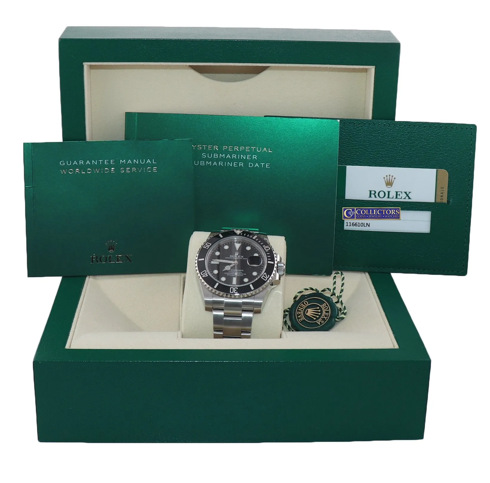 2016 PAPERS Rolex Submariner Date 116610 Steel Black Dial Ceramic Watch Box