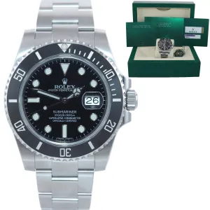 2016 PAPERS Rolex Submariner Date 116610 Steel Black Dial Ceramic Watch Box