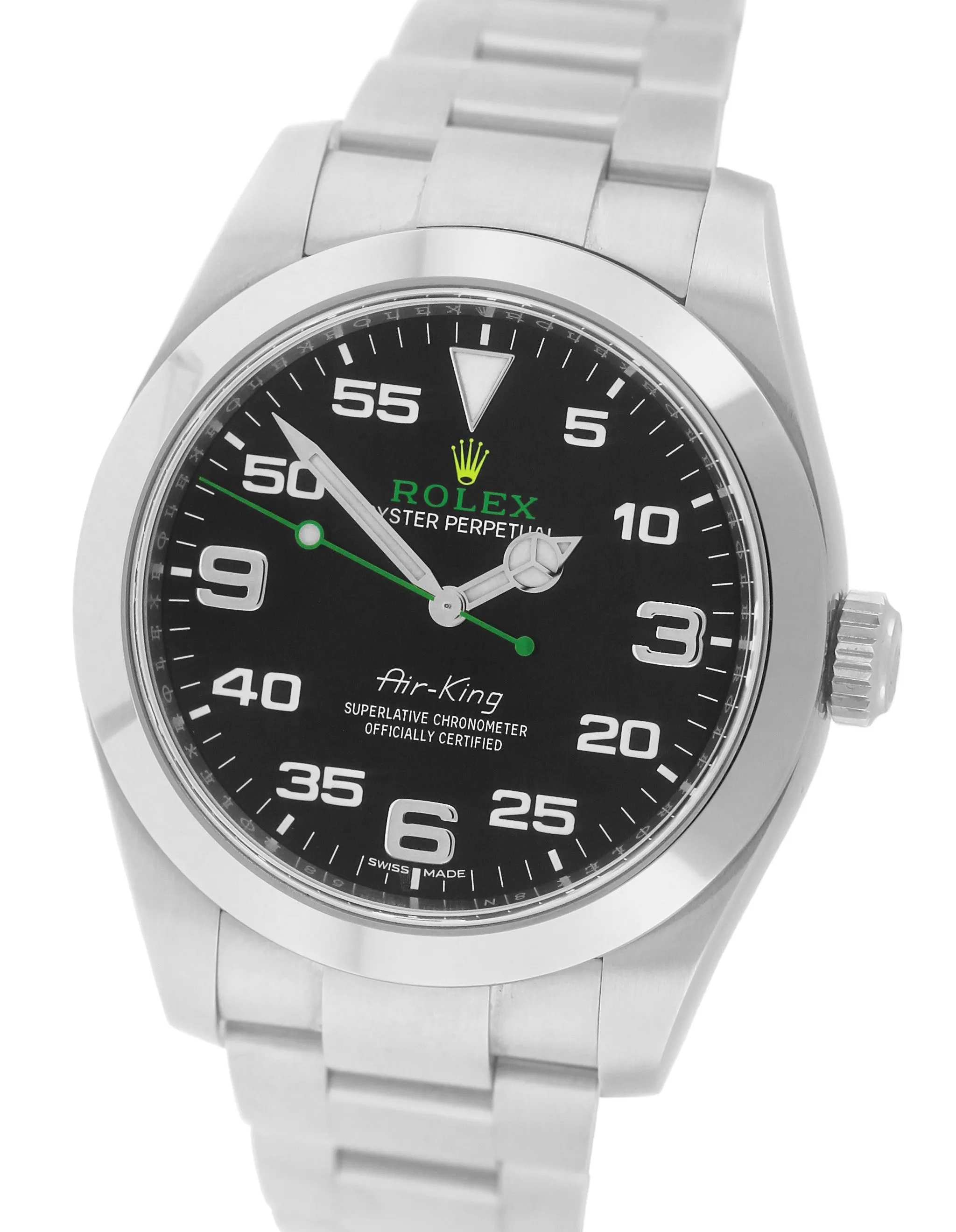 2016 Rolex Air-King 40mm Green Yellow Black Arabic Stainless Steel 116900 Watch