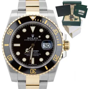 2017 MINT Rolex Submariner Ceramic 116613 LN Two-Tone Gold Black Dive Watch