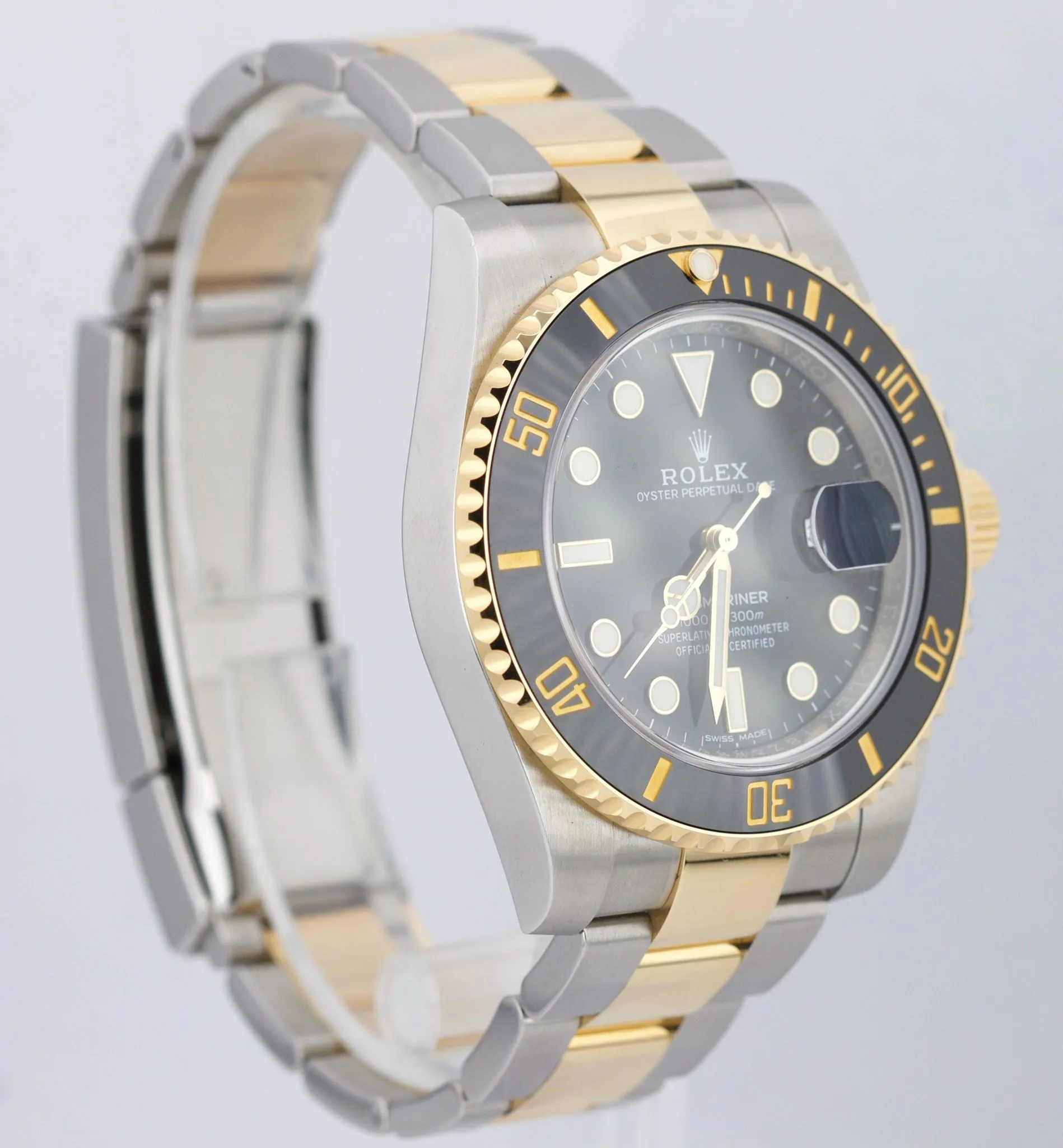 2017 MINT Rolex Submariner Ceramic 116613 LN Two-Tone Gold Black Dive Watch