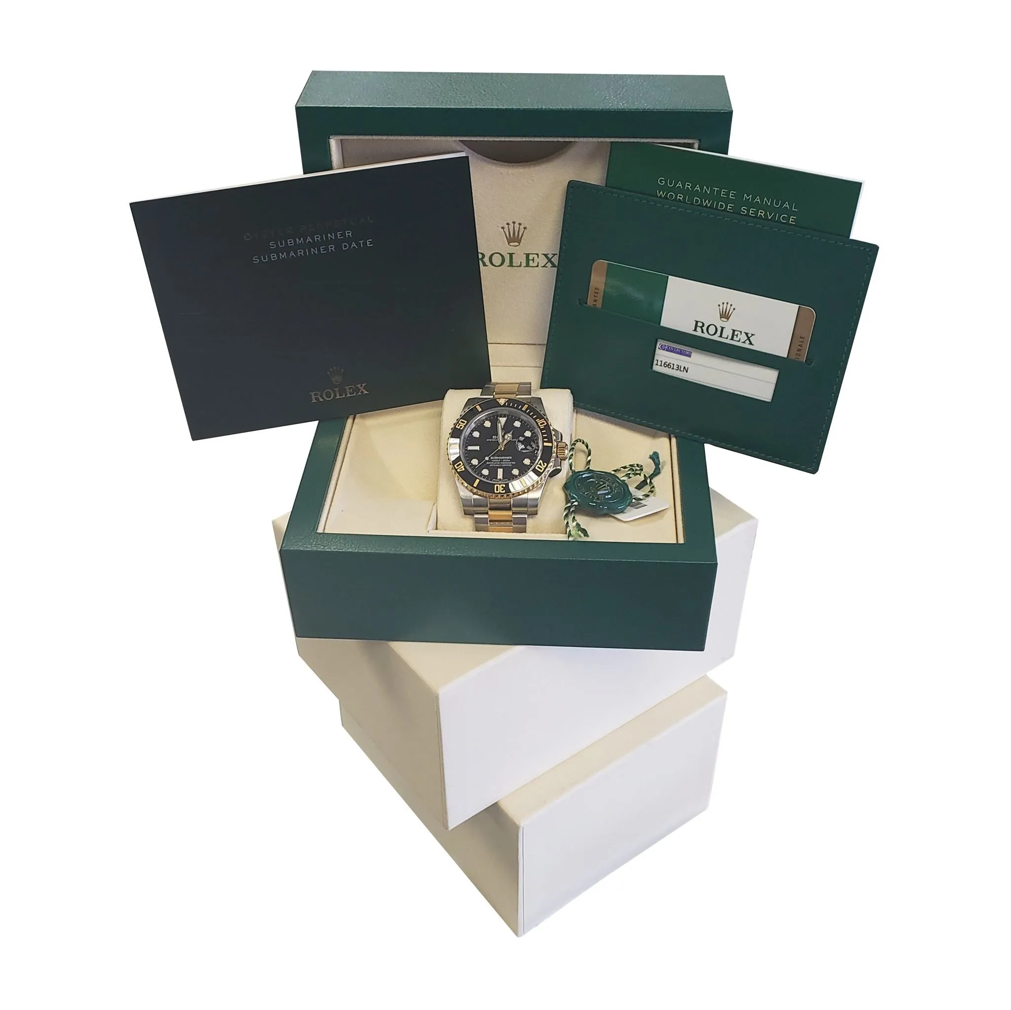 2017 MINT Rolex Submariner Ceramic 116613 LN Two-Tone Gold Black Dive Watch