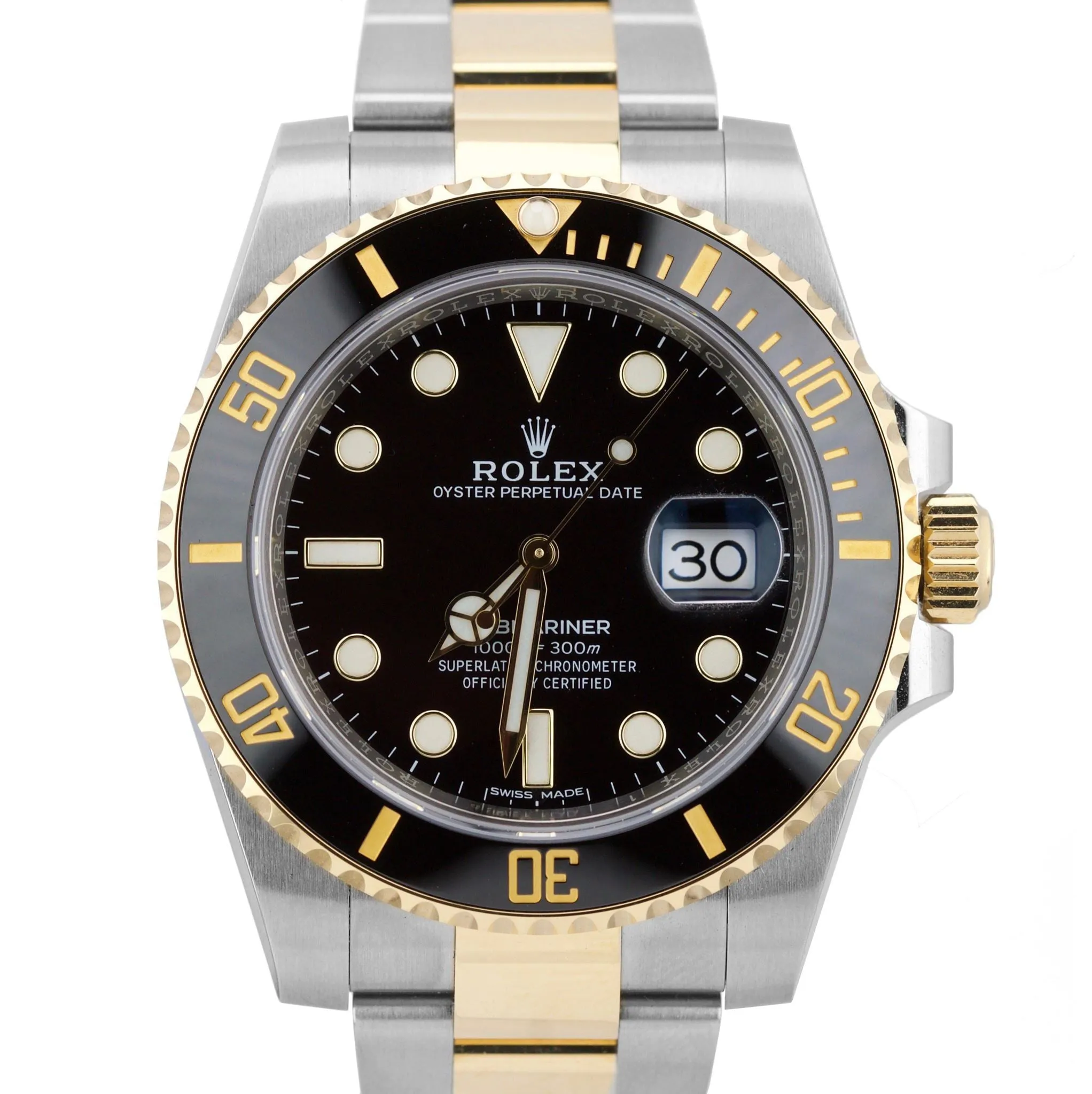 2017 MINT Rolex Submariner Ceramic 116613 LN Two-Tone Gold Black Dive Watch