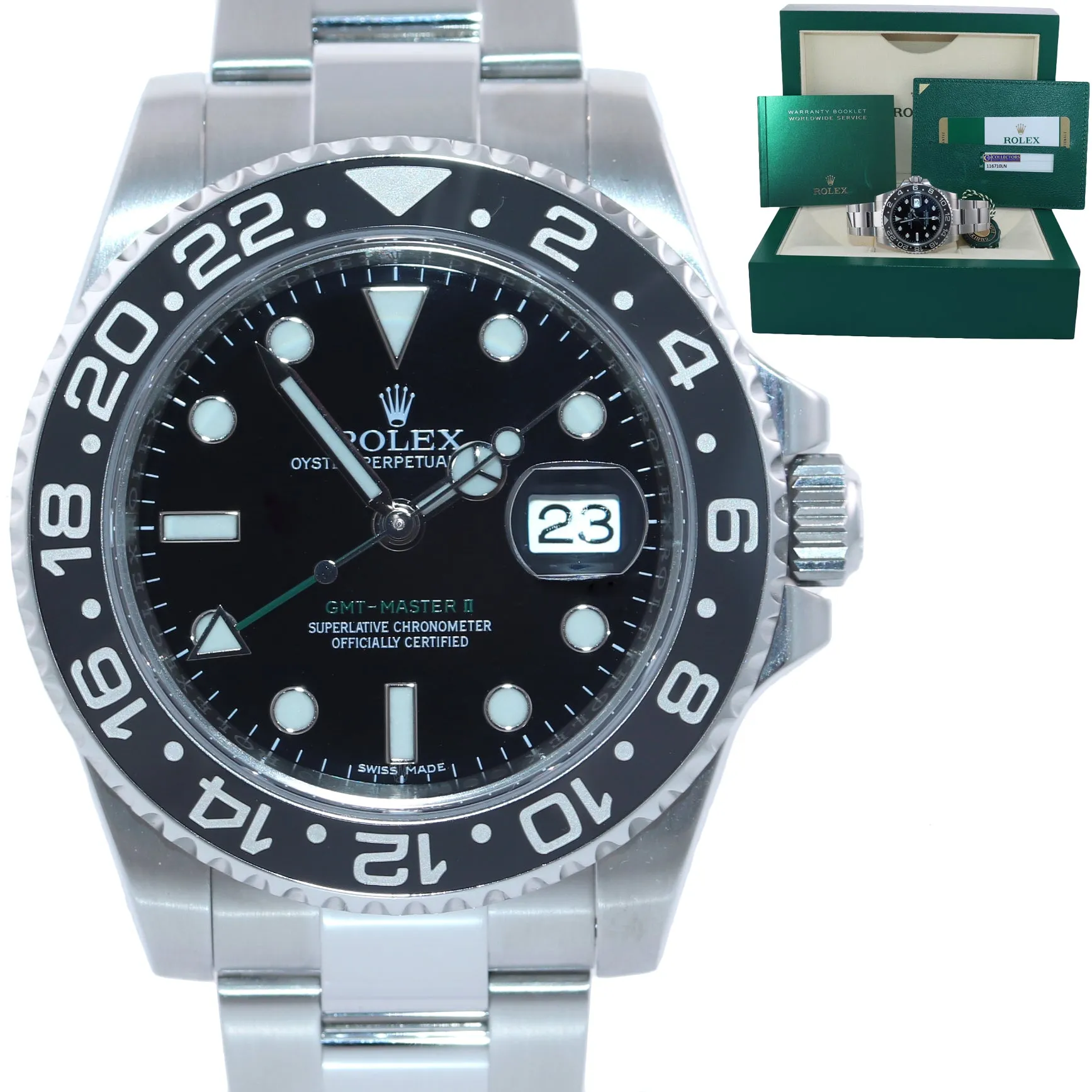 2017 PAPERS MINT Rolex GMT Master II 116710LN Steel Ceramic Black Ceramic Watch