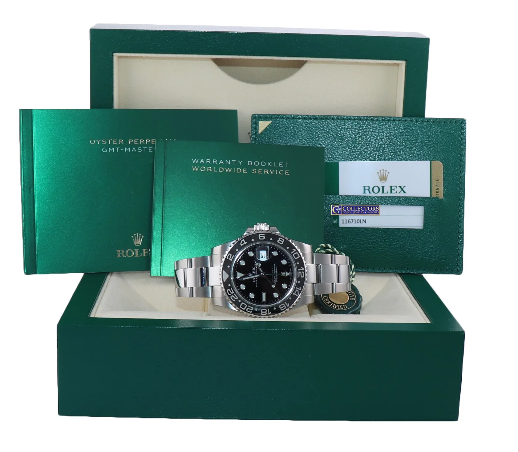 2017 PAPERS MINT Rolex GMT Master II 116710LN Steel Ceramic Black Ceramic Watch