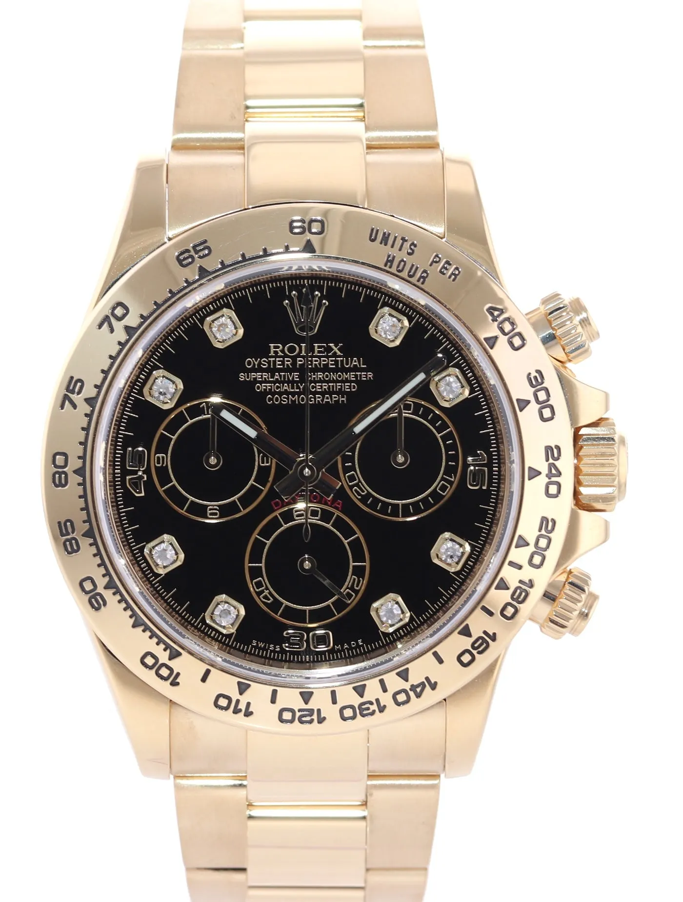 2017 PAPERS Rolex Daytona 116508 Black Diamond Yellow Gold Chrono Watch Box