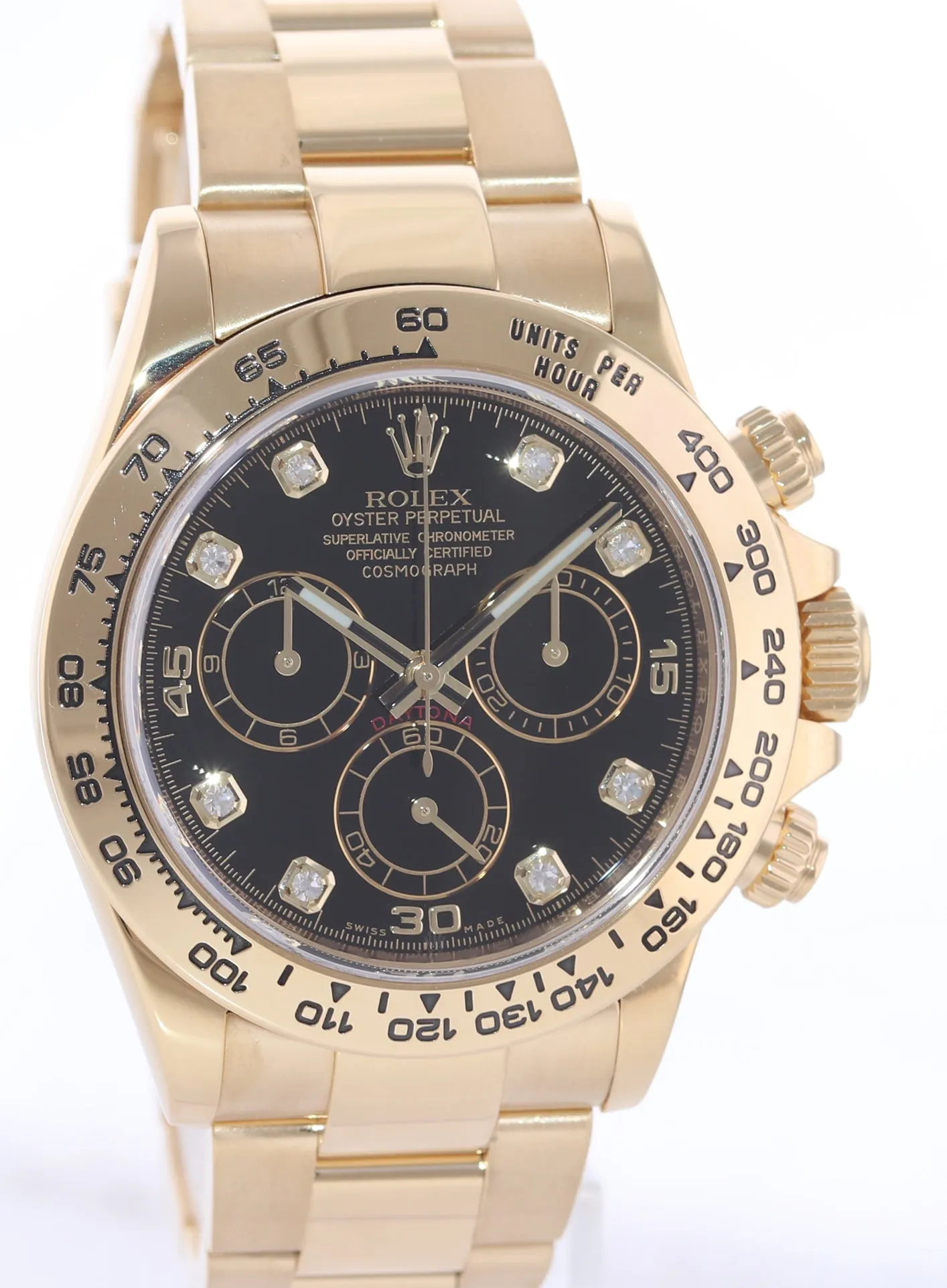 2017 PAPERS Rolex Daytona 116508 Black Diamond Yellow Gold Chrono Watch Box