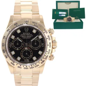 2017 PAPERS Rolex Daytona 116508 Black Diamond Yellow Gold Chrono Watch Box