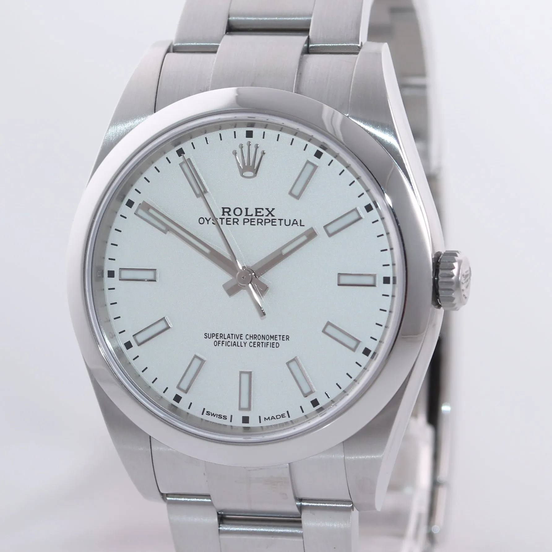 2018 PAPERS Rolex Oyster Perpetual Steel 39mm White Dial 114300 Watch Box