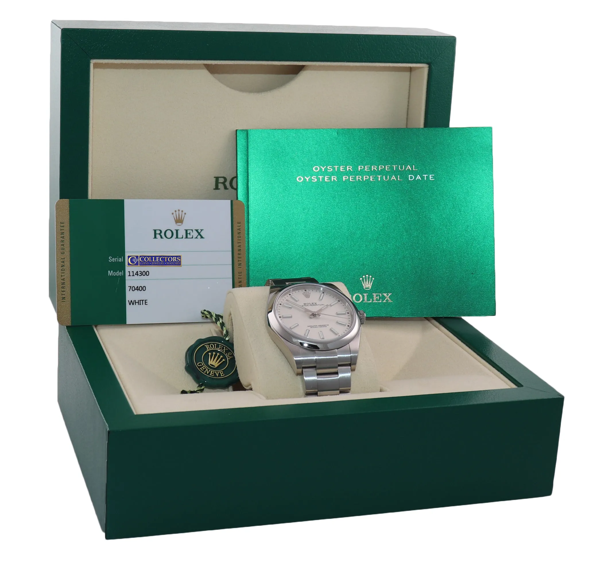 2018 PAPERS Rolex Oyster Perpetual Steel 39mm White Dial 114300 Watch Box