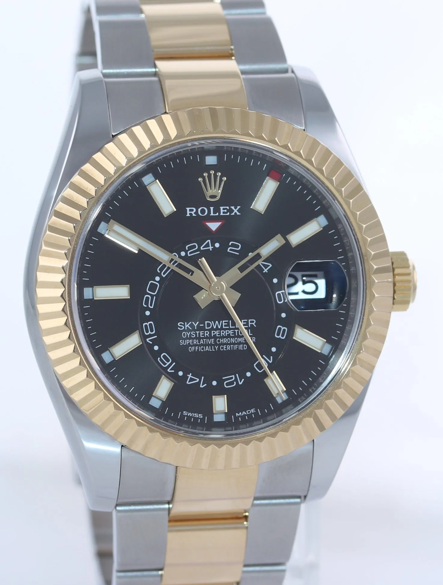 2018 PAPERS Rolex Sky-Dweller 326933 Black 18K Two Tone Gold Steel 42mm Watch