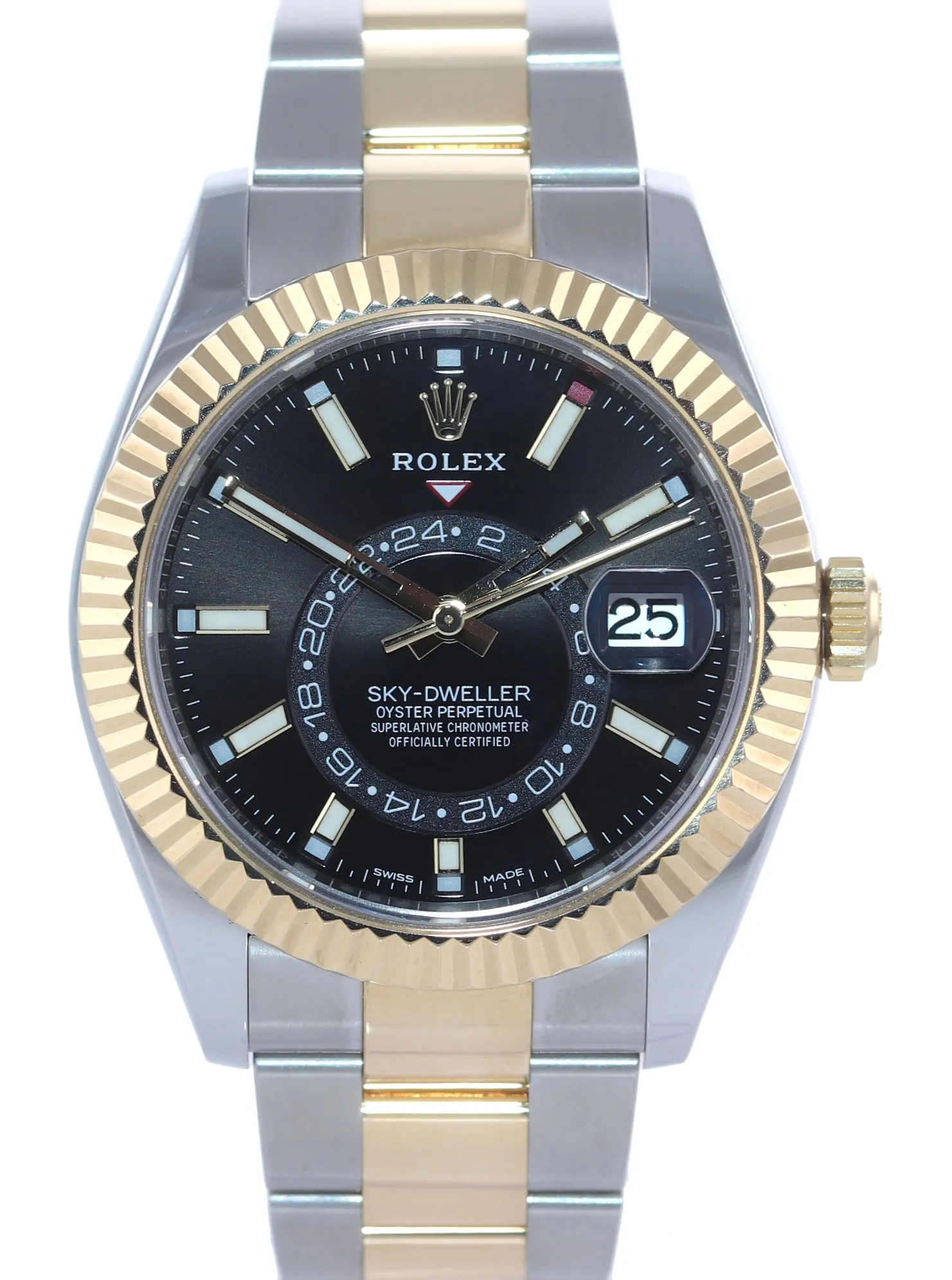 2018 PAPERS Rolex Sky-Dweller 326933 Black 18K Two Tone Gold Steel 42mm Watch