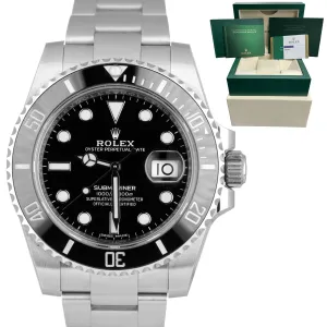 2018 Rolex Submariner Date 40mm Stainless Black Ceramic 116610 LN B P Watch