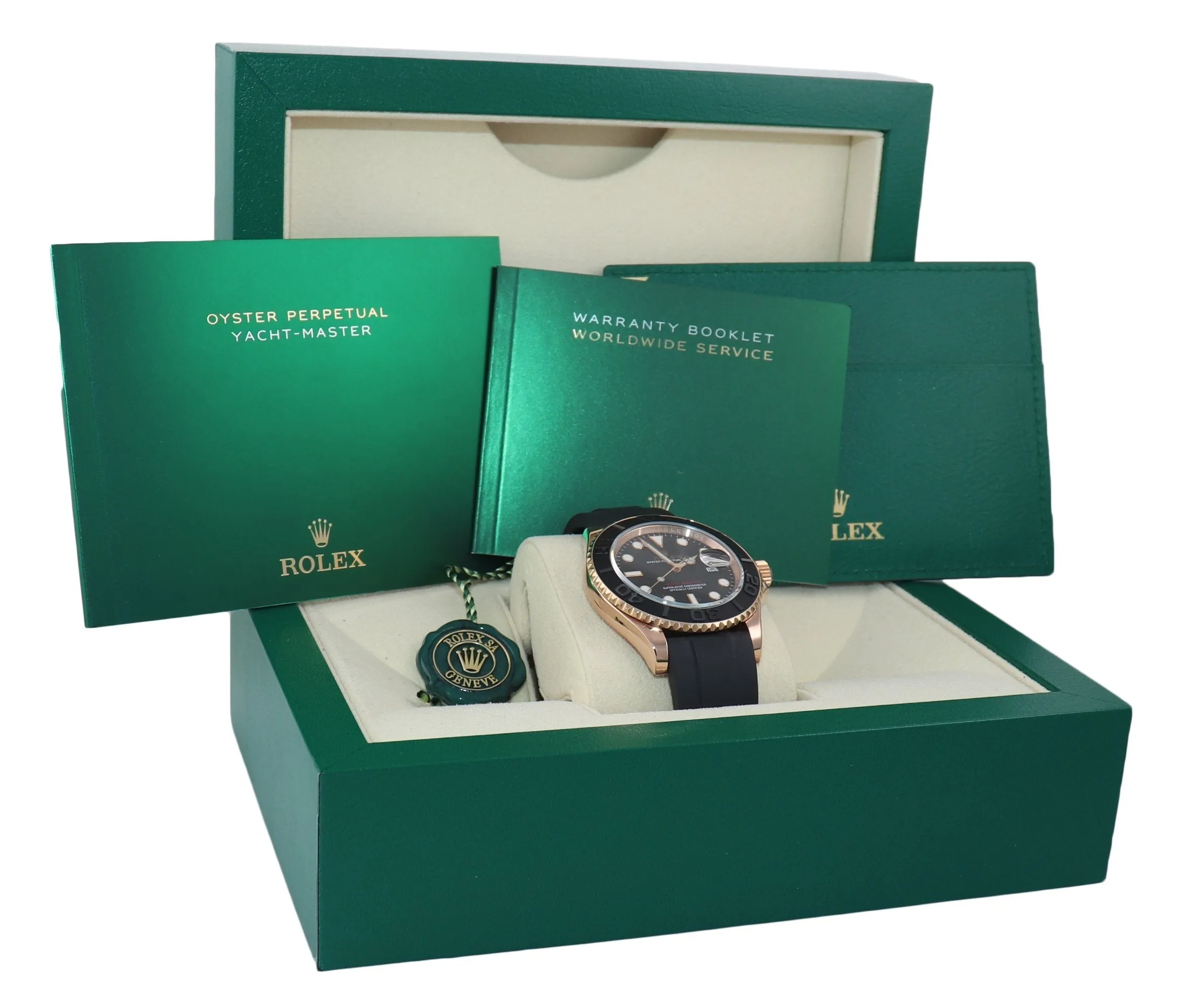 2018 Rolex Yacht-Master 116655 Everose Gold 40mm Black Oysterflex Watch Box
