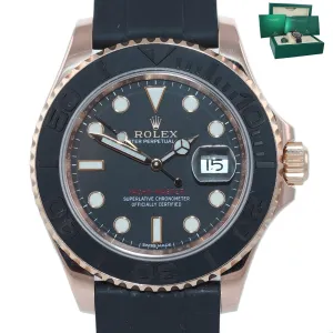 2018 Rolex Yacht-Master 116655 Everose Gold 40mm Black Oysterflex Watch Box