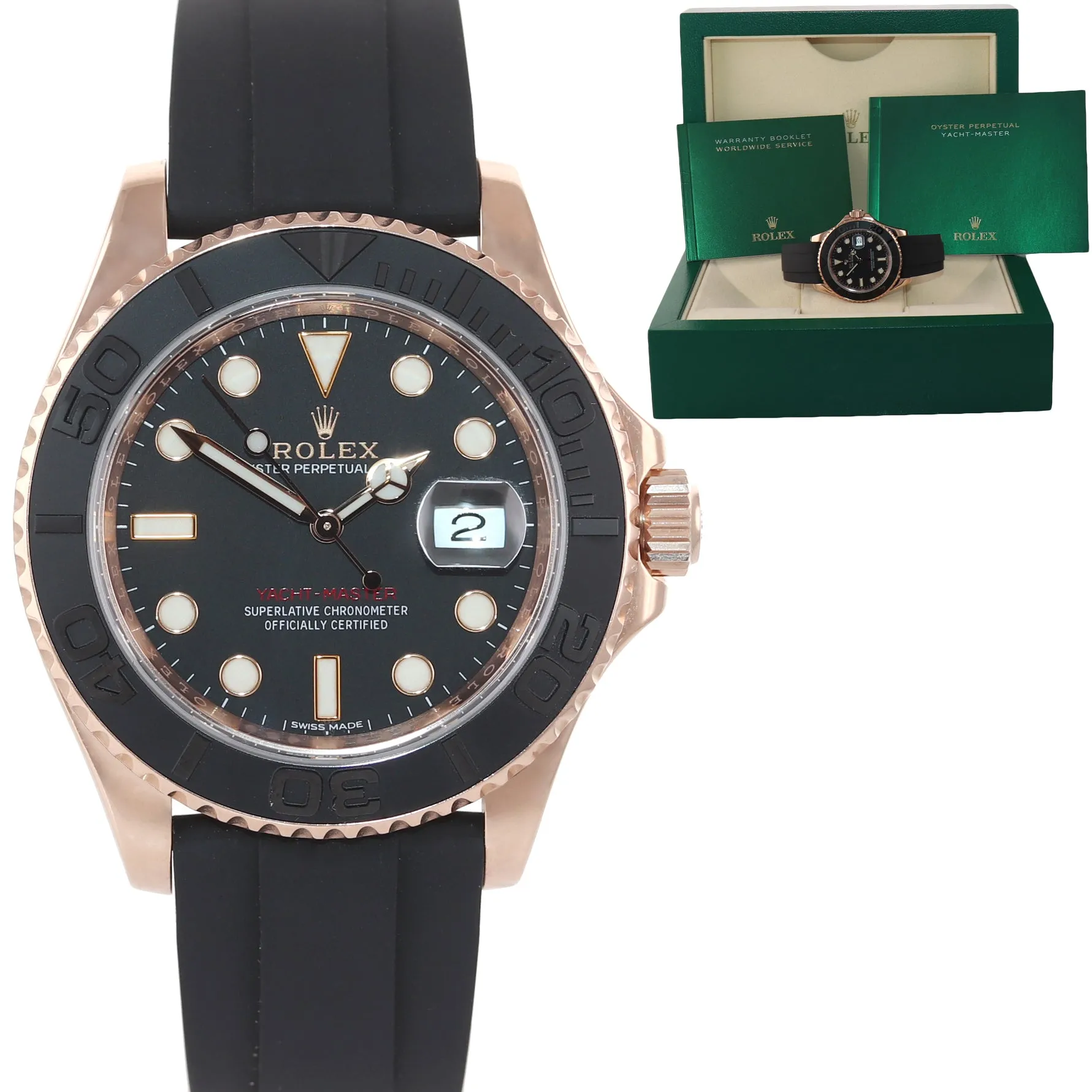 2019-2020 Rolex Yacht-Master 116655 18k Everose 40mm Oysterflex Rubber Watch