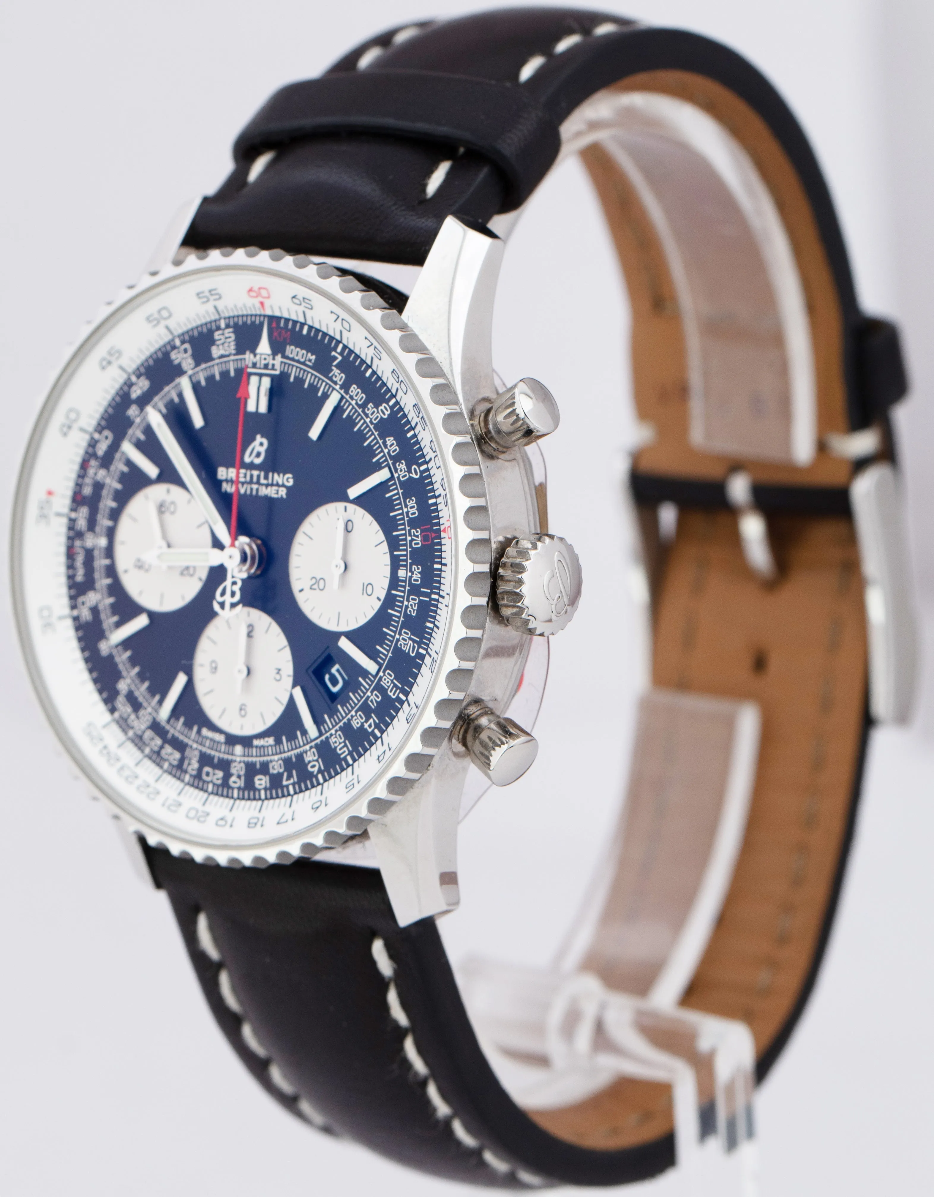 2019 Breitling Navitimer B01 Black 43mm AB012121 Chronograph Leather B P Watch