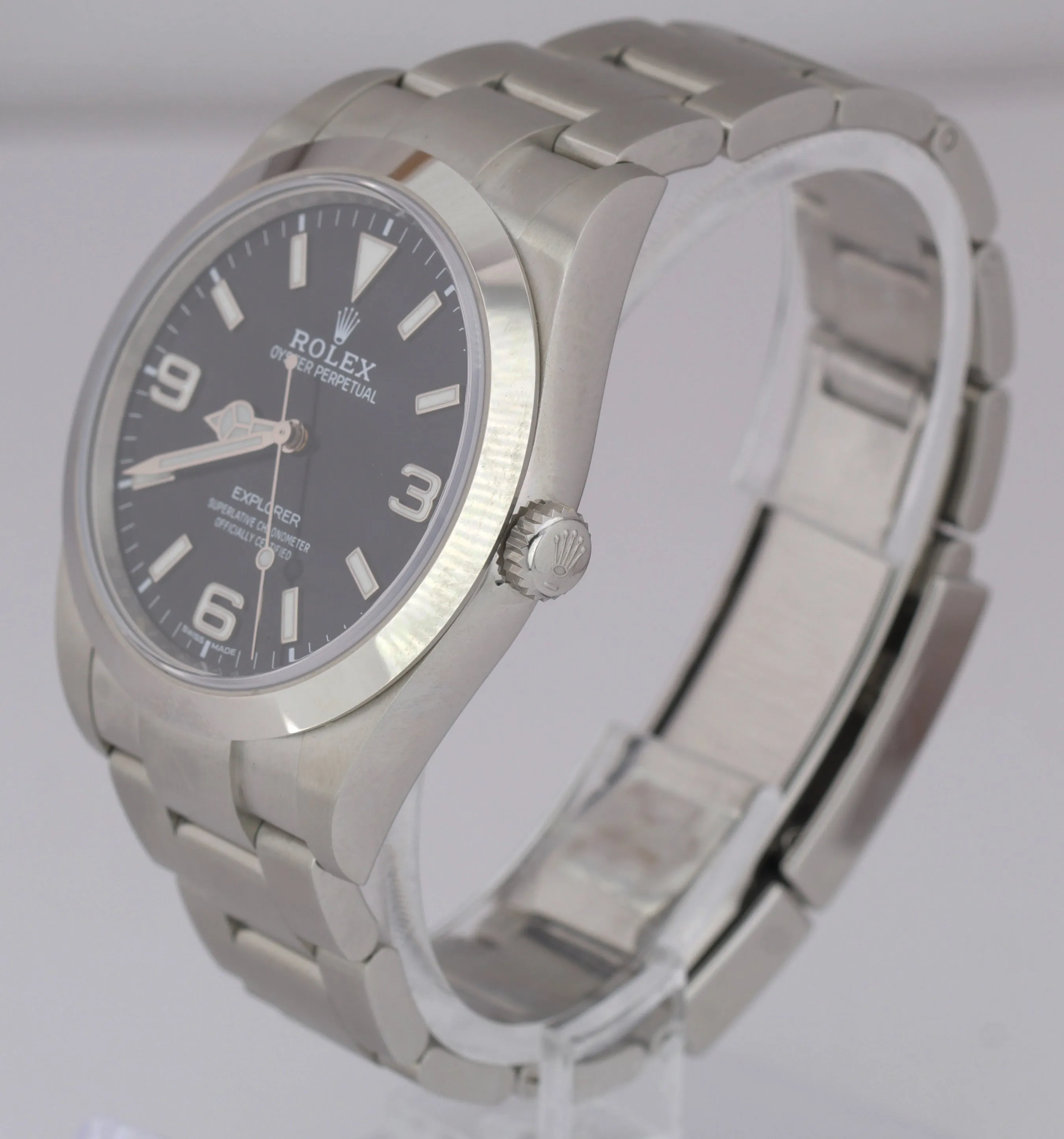 2019 DISCONTINUED Rolex Explorer 39mm Black 3-6-9 Stainless MK2 Watch 214270 B P