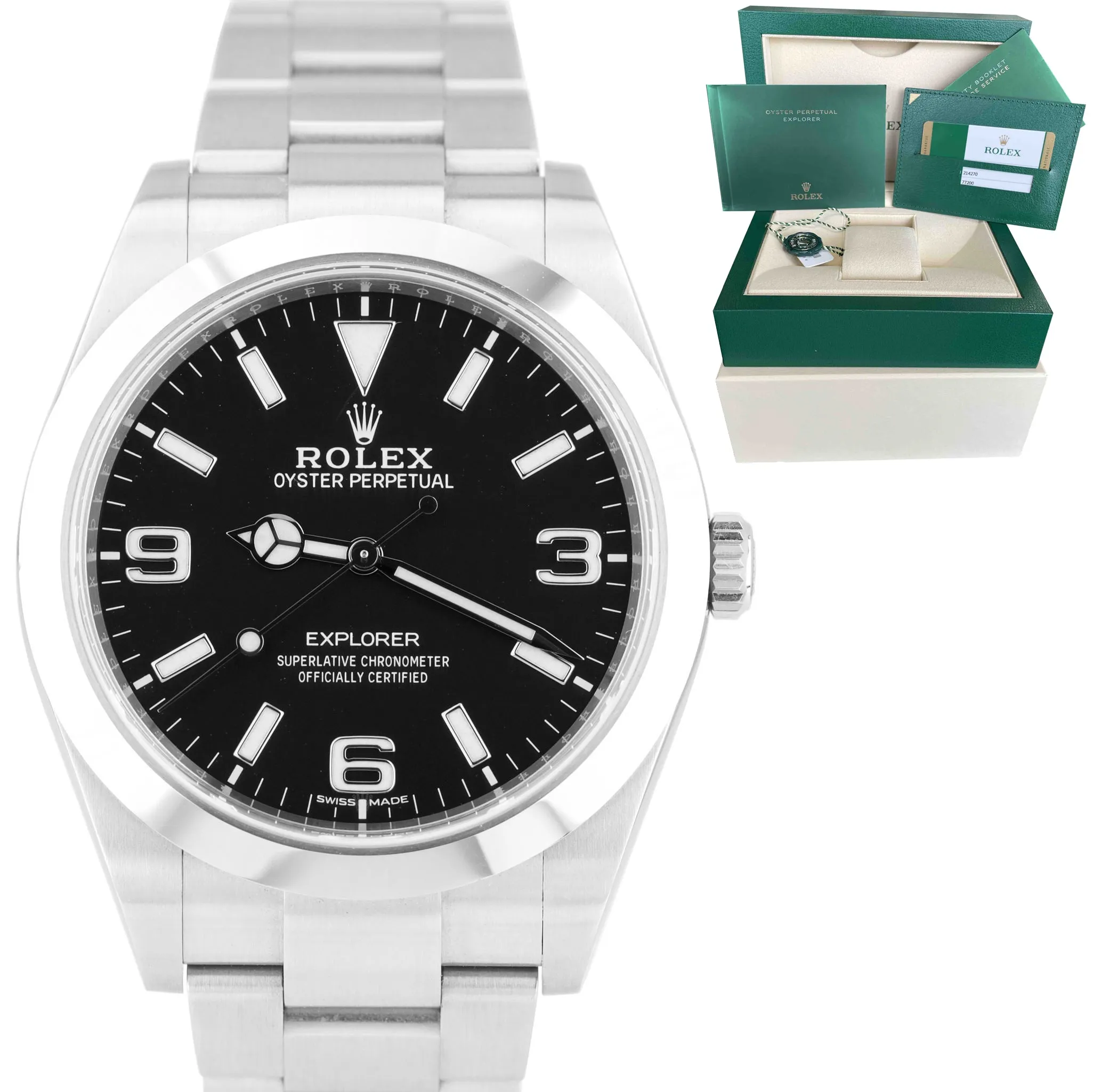 2019 DISCONTINUED Rolex Explorer 39mm Black 3-6-9 Stainless MK2 Watch 214270 B P