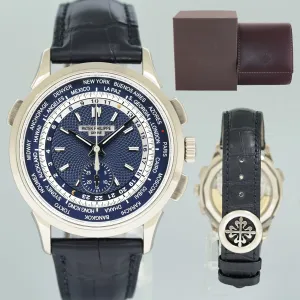 2019 MINT Patek Philippe 5930g 39.5mm White Gold World Time Blue Calatrava Watch Box