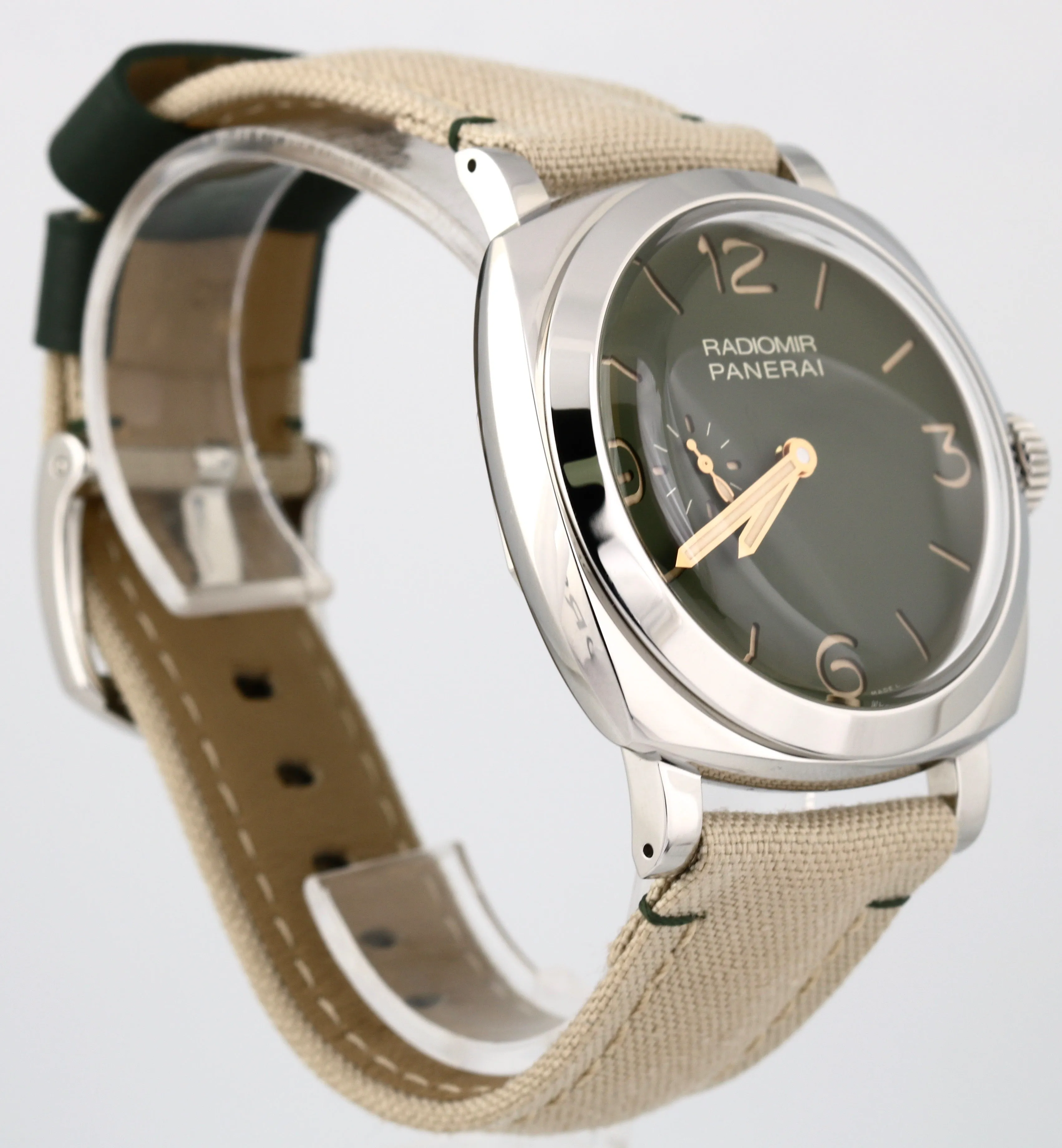 2019 Panerai PAM 995 Radiomir Green Dial 45mm Stainless Canvas Watch PAM00995