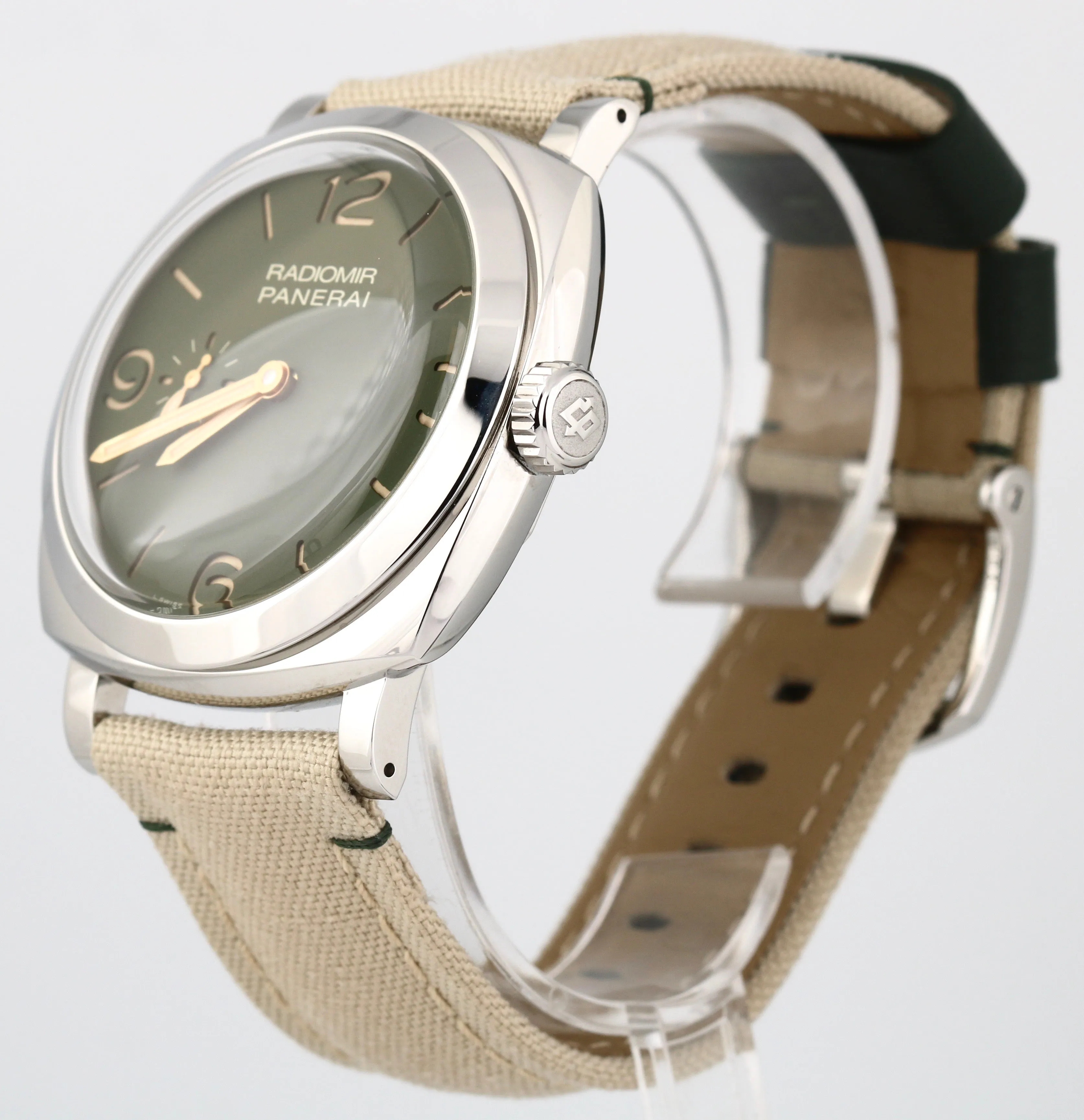 2019 Panerai PAM 995 Radiomir Green Dial 45mm Stainless Canvas Watch PAM00995