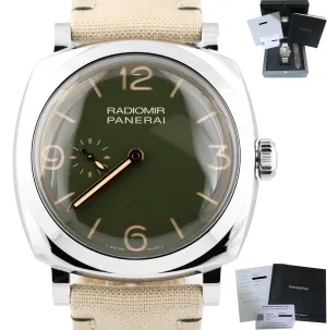 2019 Panerai PAM 995 Radiomir Green Dial 45mm Stainless Canvas Watch PAM00995
