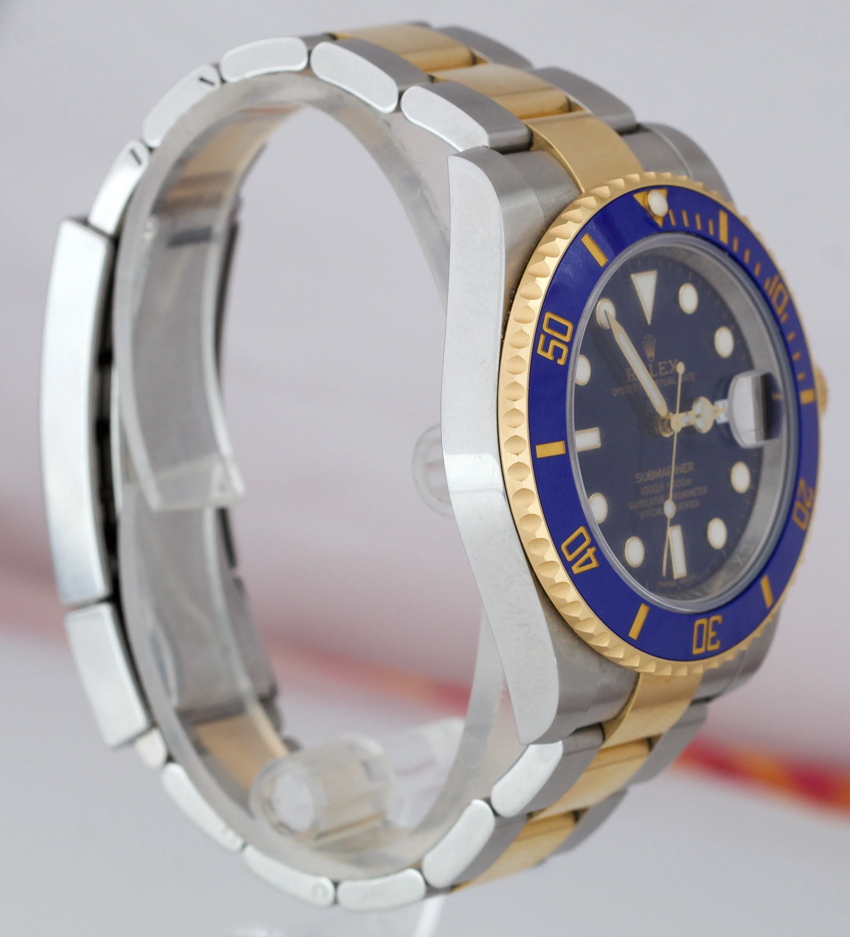 2019 Sunburst Rolex Submariner Ceramic 116613 LB Two-Tone Gold Blue Dive Watch