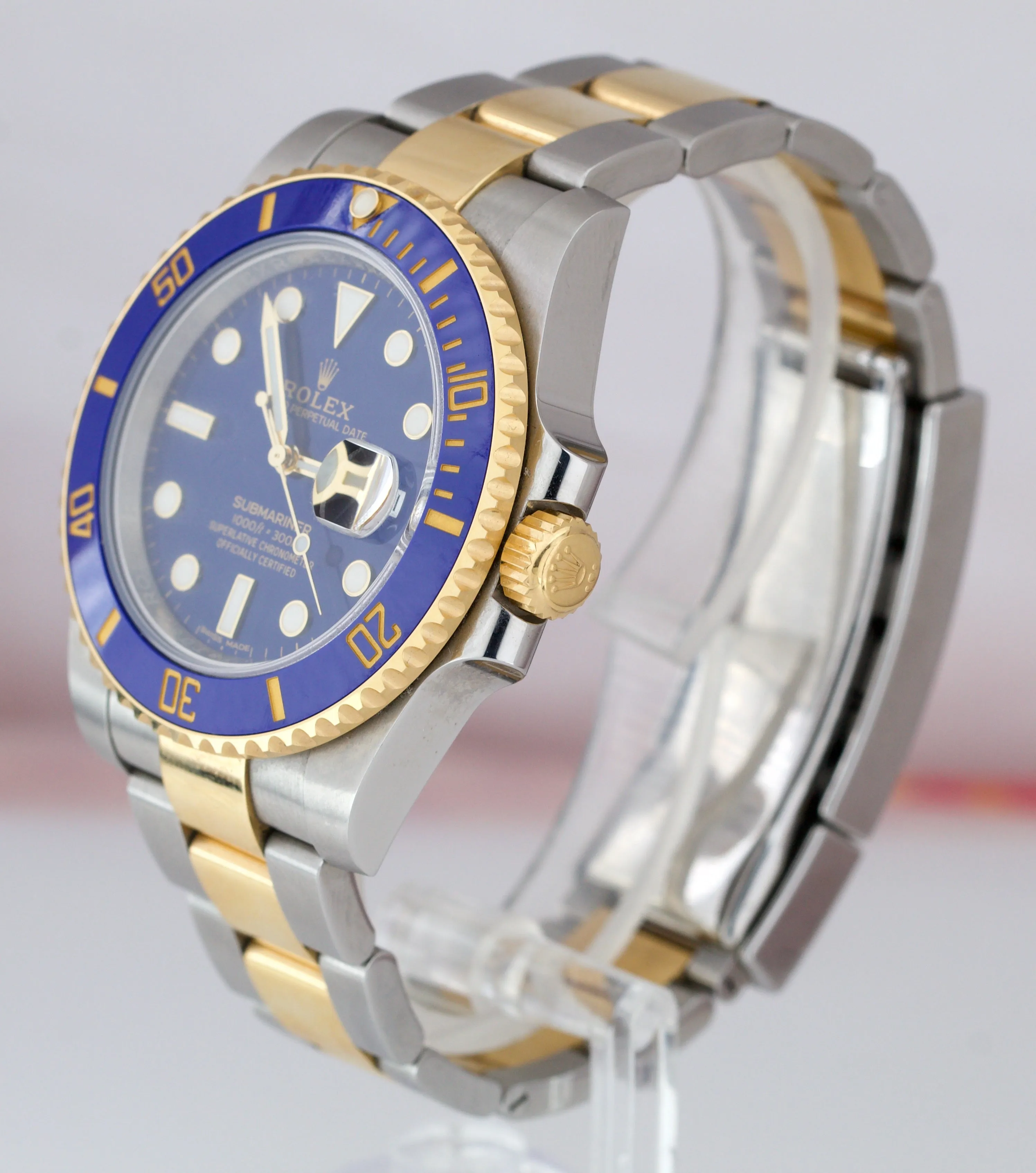 2019 Sunburst Rolex Submariner Ceramic 116613 LB Two-Tone Gold Blue Dive Watch