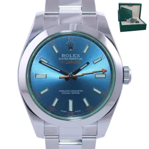 2020 Rolex Milgauss Blue Anniversary Green 116400GV Steel 40mm Watch Box