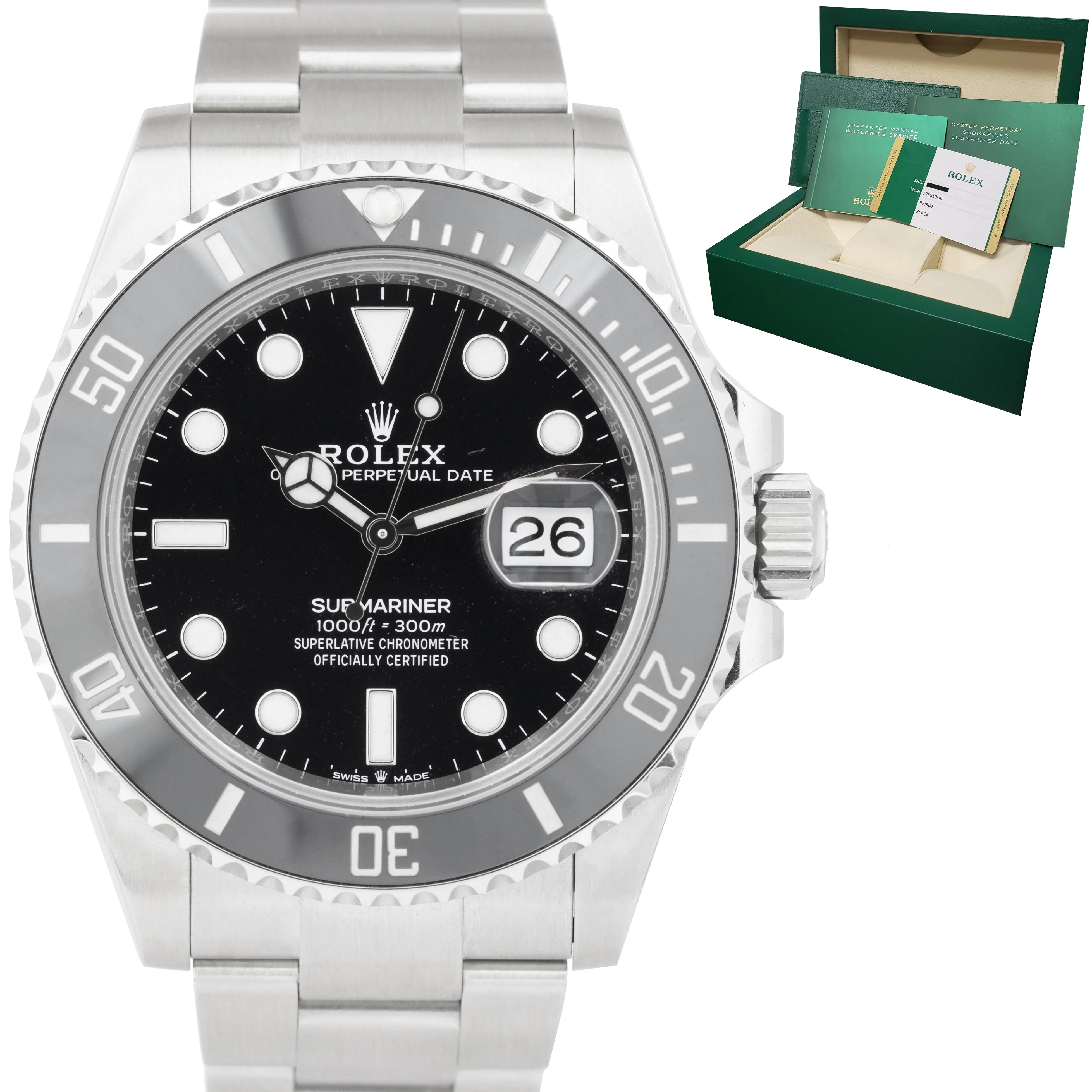 2020 Rolex Submariner 41mm Date Stainless Steel Black Ceramic Watch 126610 LN