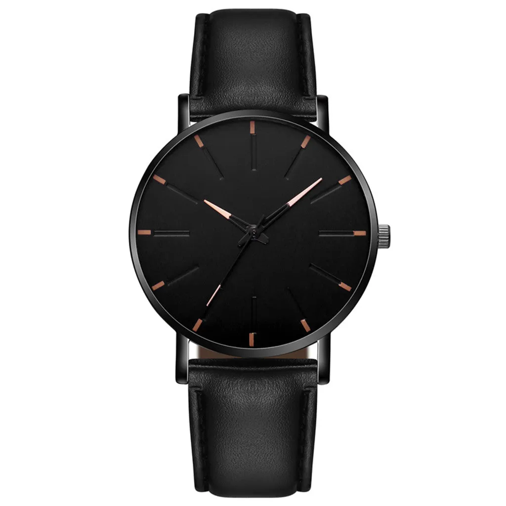2021 Minimalist Men Business Stainless Steel Ultra Thin Watch