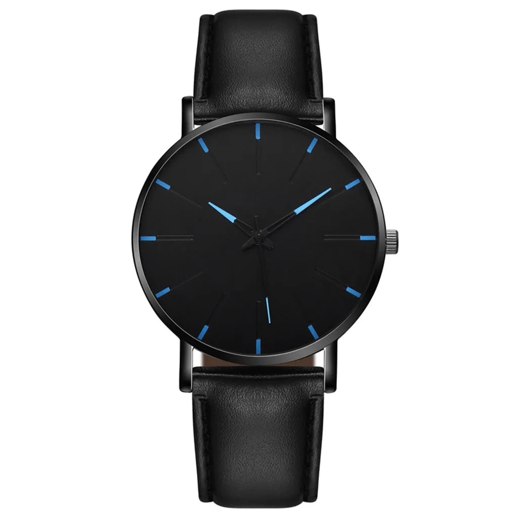 2021 Minimalist Men Business Stainless Steel Ultra Thin Watch