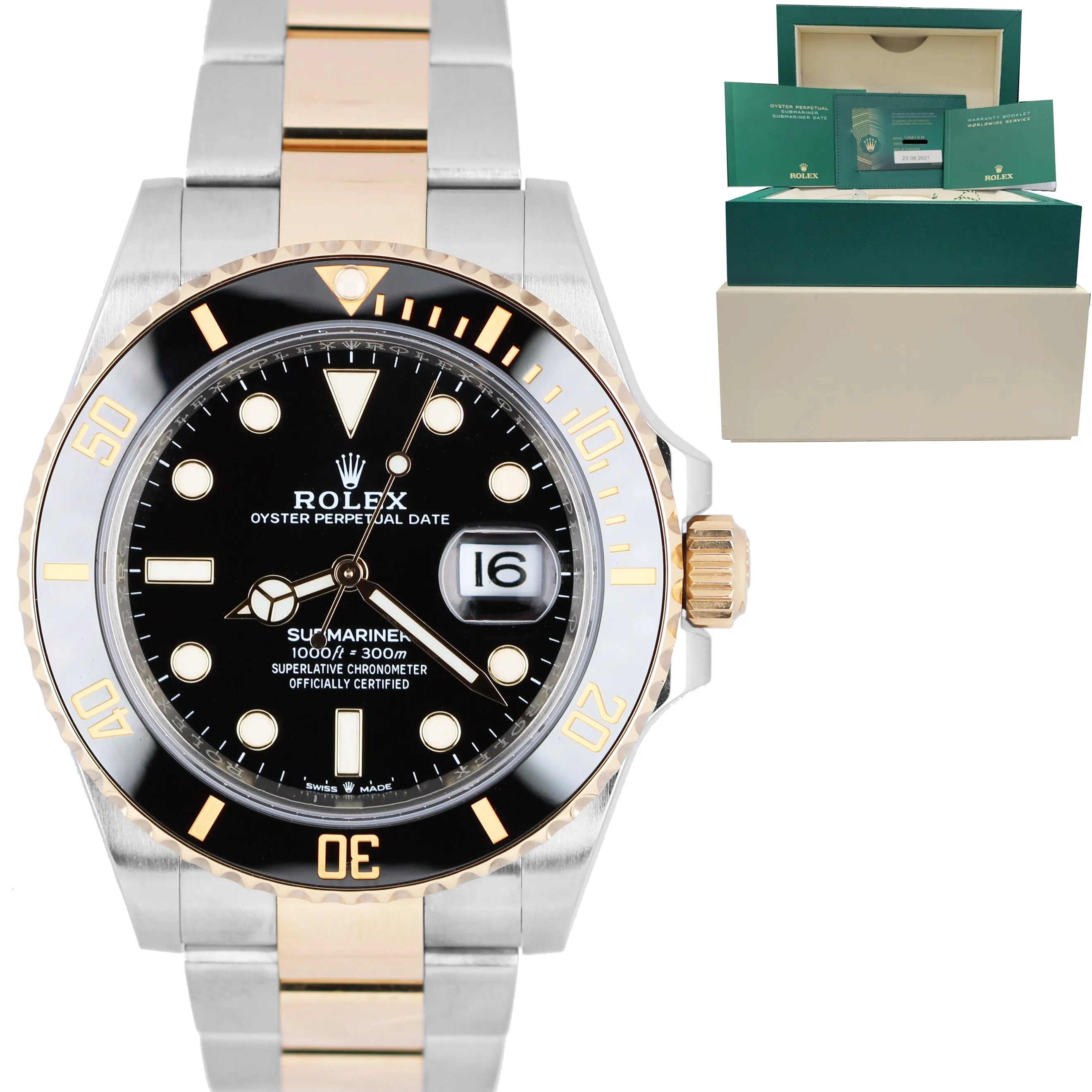 2021 MINT Rolex Submariner 41mm Ceramic Two-Tone Gold Black Watch 126613 LN