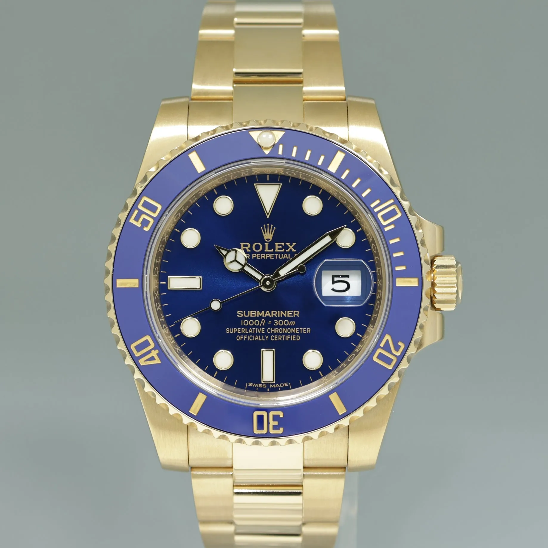 2021 NEW PAPERS Rolex Submariner Ceramic Blue 116618 LB Yellow Gold Watch Box