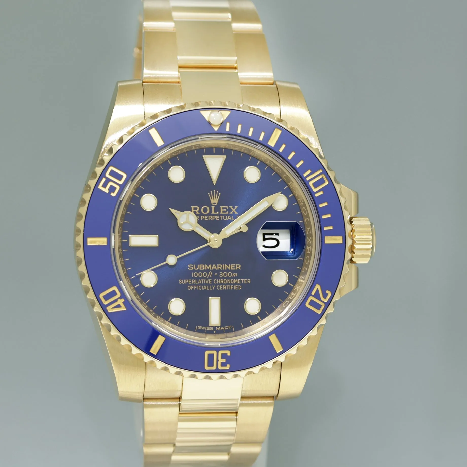 2021 NEW PAPERS Rolex Submariner Ceramic Blue 116618 LB Yellow Gold Watch Box