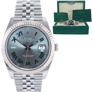 2021 Rolex DateJust 41 Wimbledon Slate Roman 126334 Steel Jubilee Fluted Watch