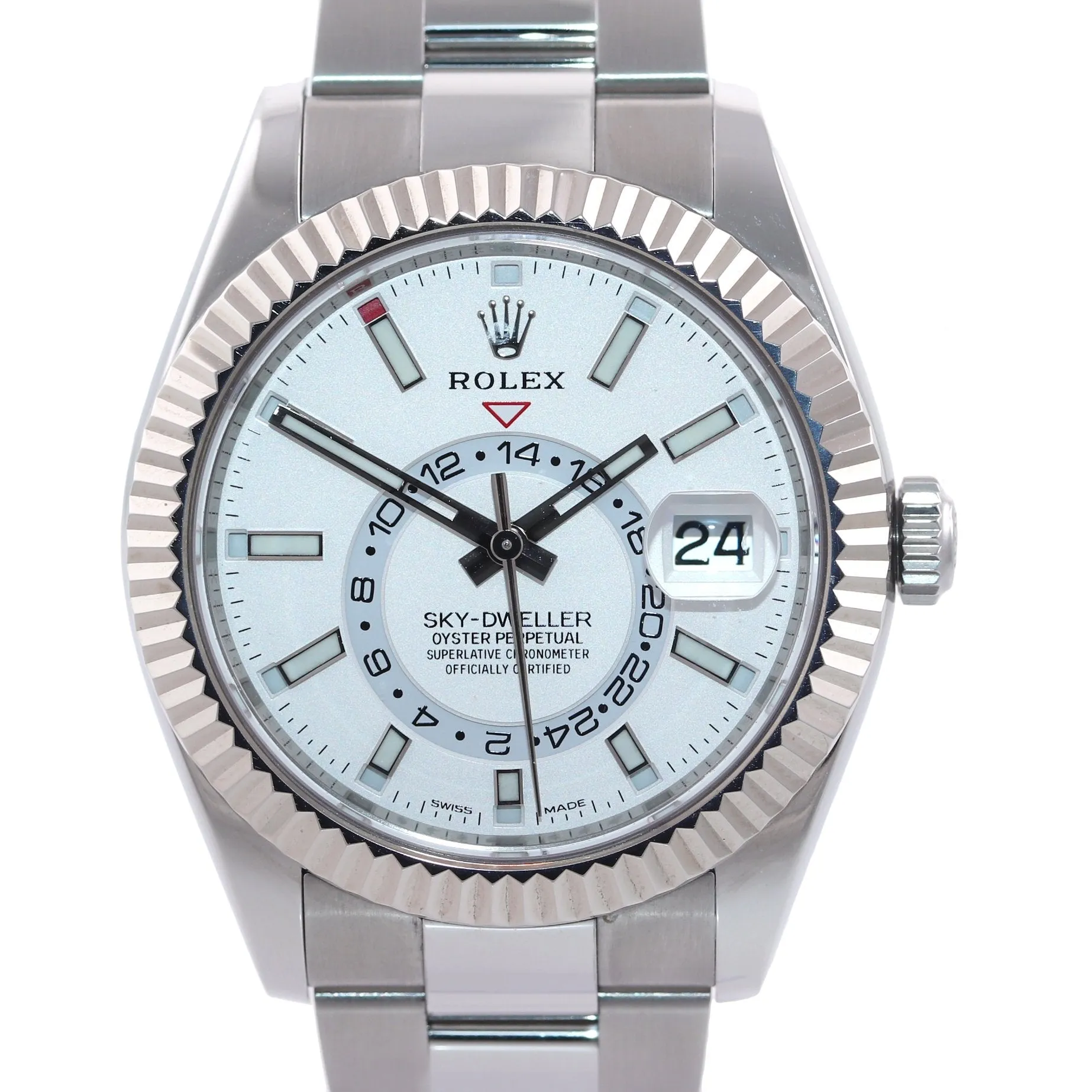 2021 Rolex Sky-Dweller Steel White Gold Fluted Bezel 326934 42mm Watch Box