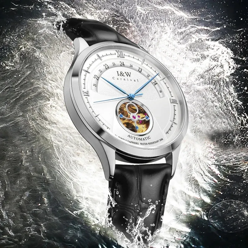 2022 Fashion Tourbillon Mechanical Watch Men Switzerland  MIYOTA Watch Automatic Sapphire Glass Waterproof Italy Cowhide Band